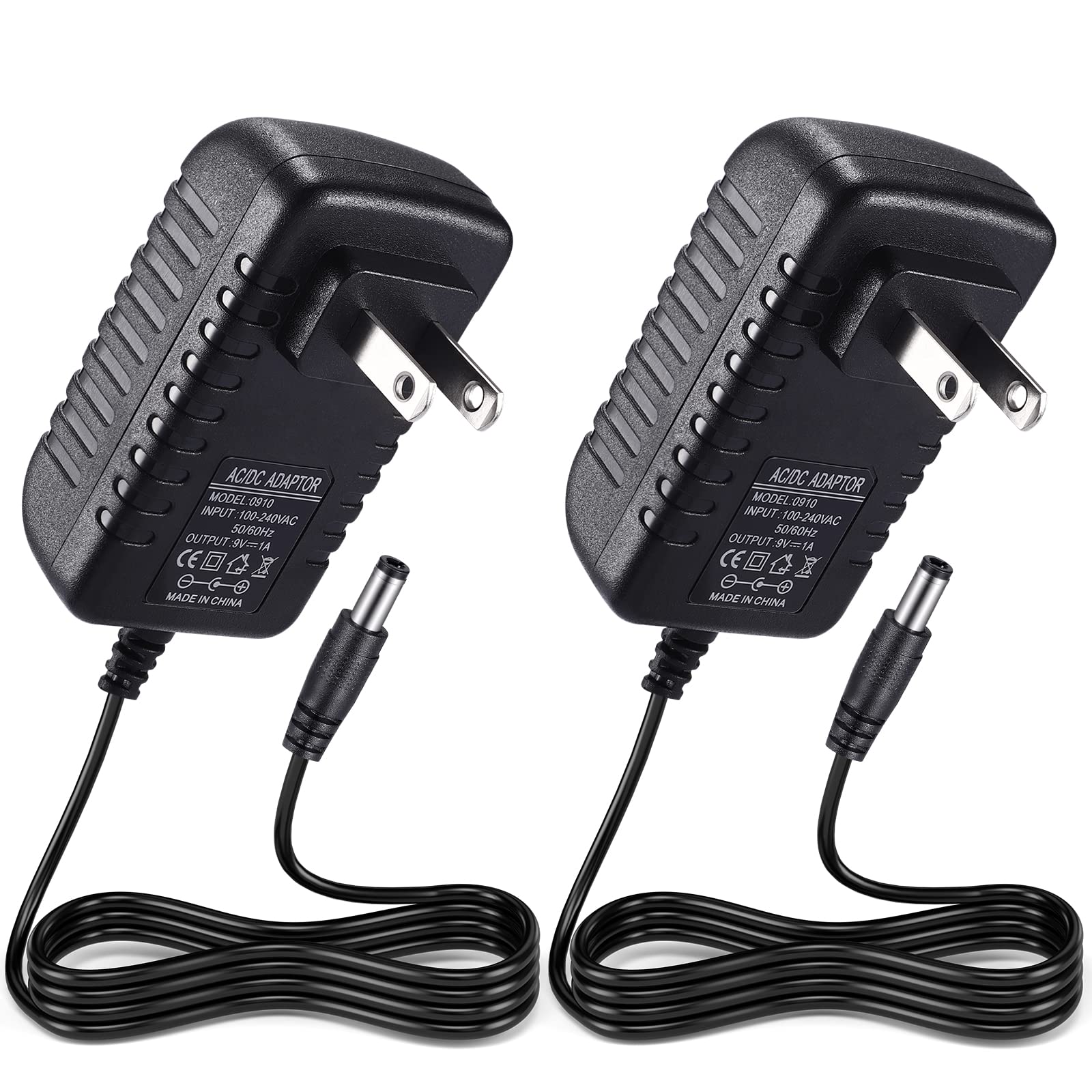 Tobwolf 2Pcs 9V 1A Power Supply Adapter, 9W Ac 100V 240V To Dc 9V 1A Universal Switching Transformer, 9V 1A Switching Adapter Ac