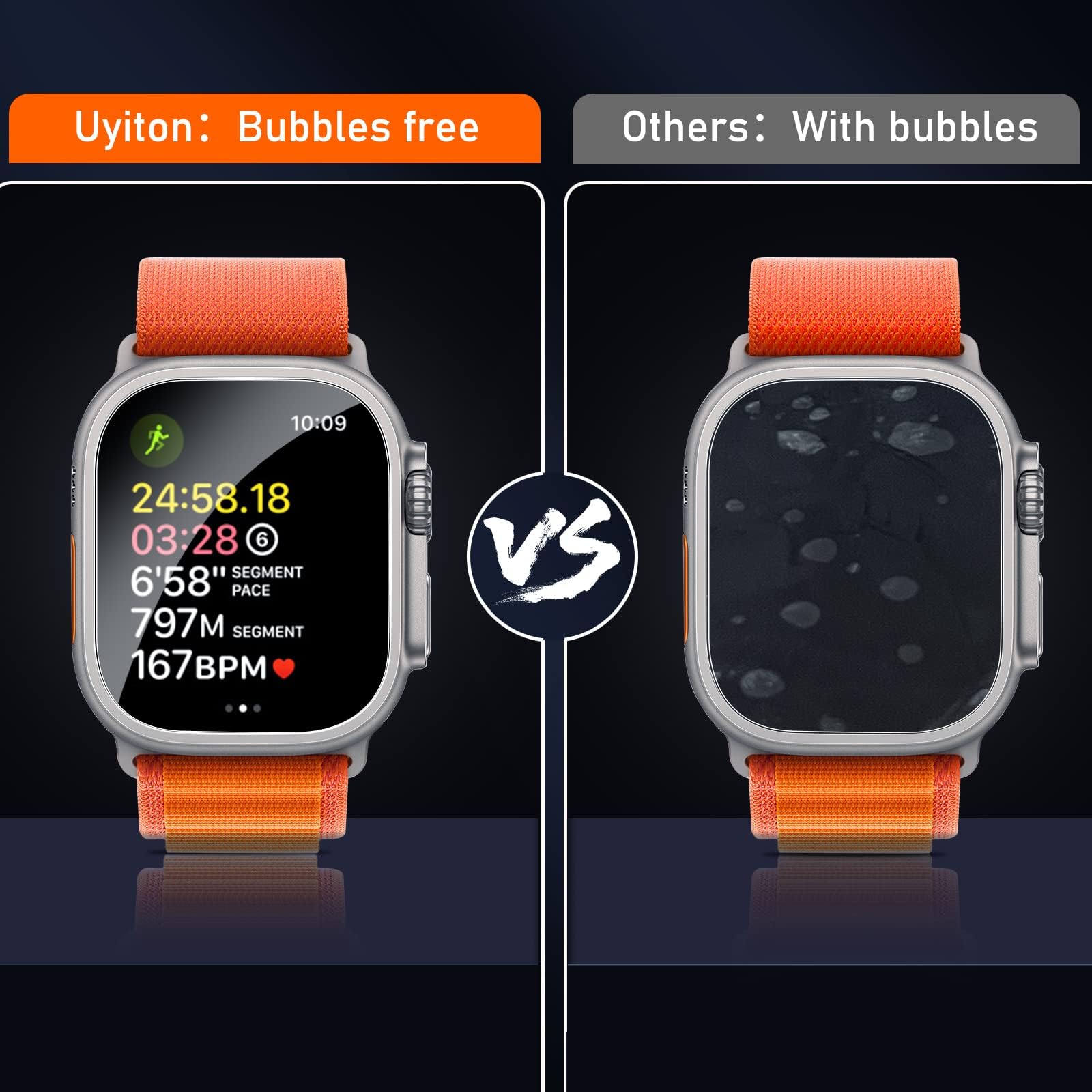 Uyiton For Apple Watch Ultra 2/ Apple Watch Ultra Screen Protector 49Mm, Iwatch Ultra Screen Protector Tempered Glass [Case Frie