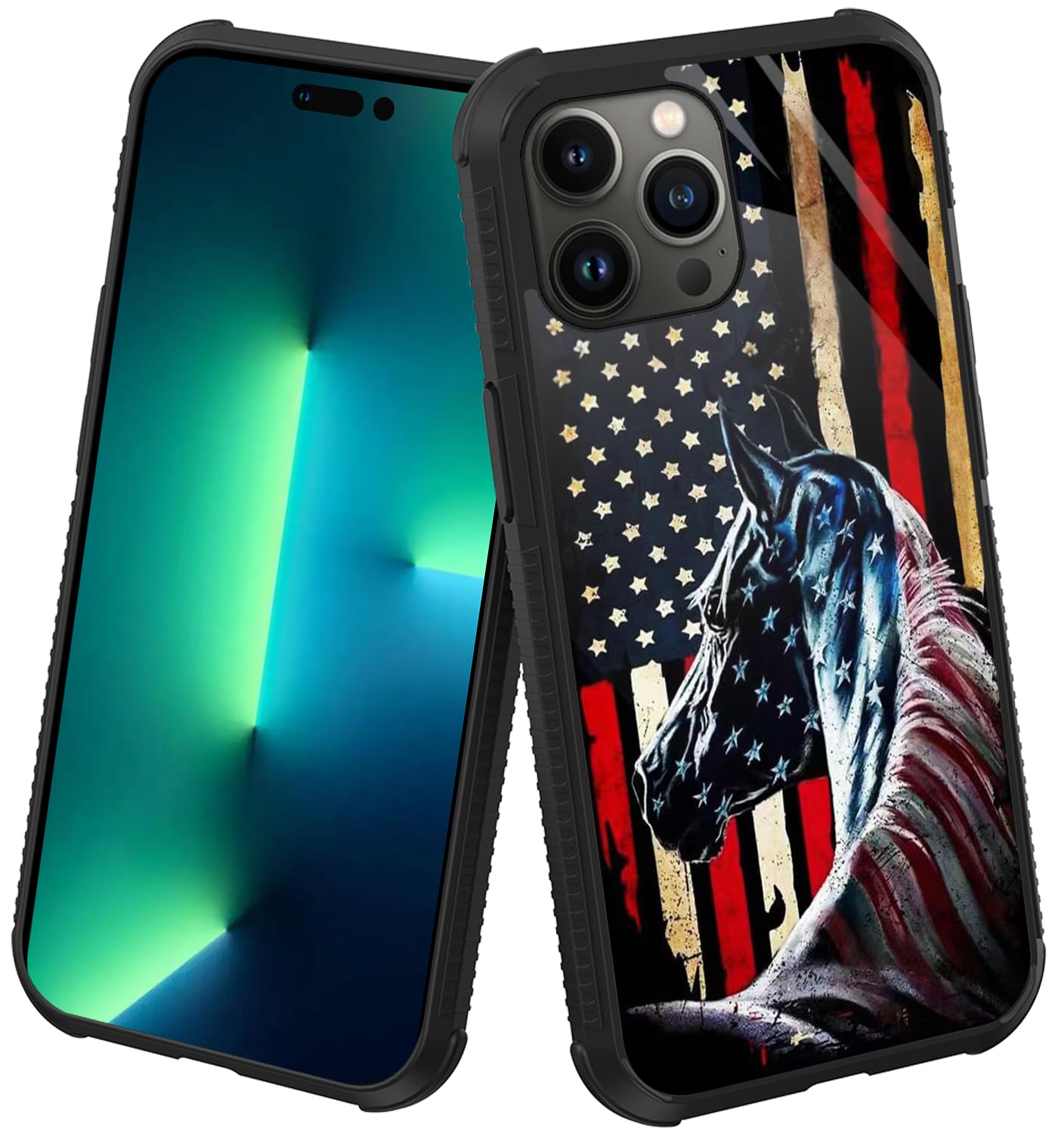 Zhuxuxitt Case For Iphone 14 Pro Case,Flag Horse Case For Iphone 14 Pro Design For Men Boys [Anti-Scratch] Non-Slip+Shockproof R