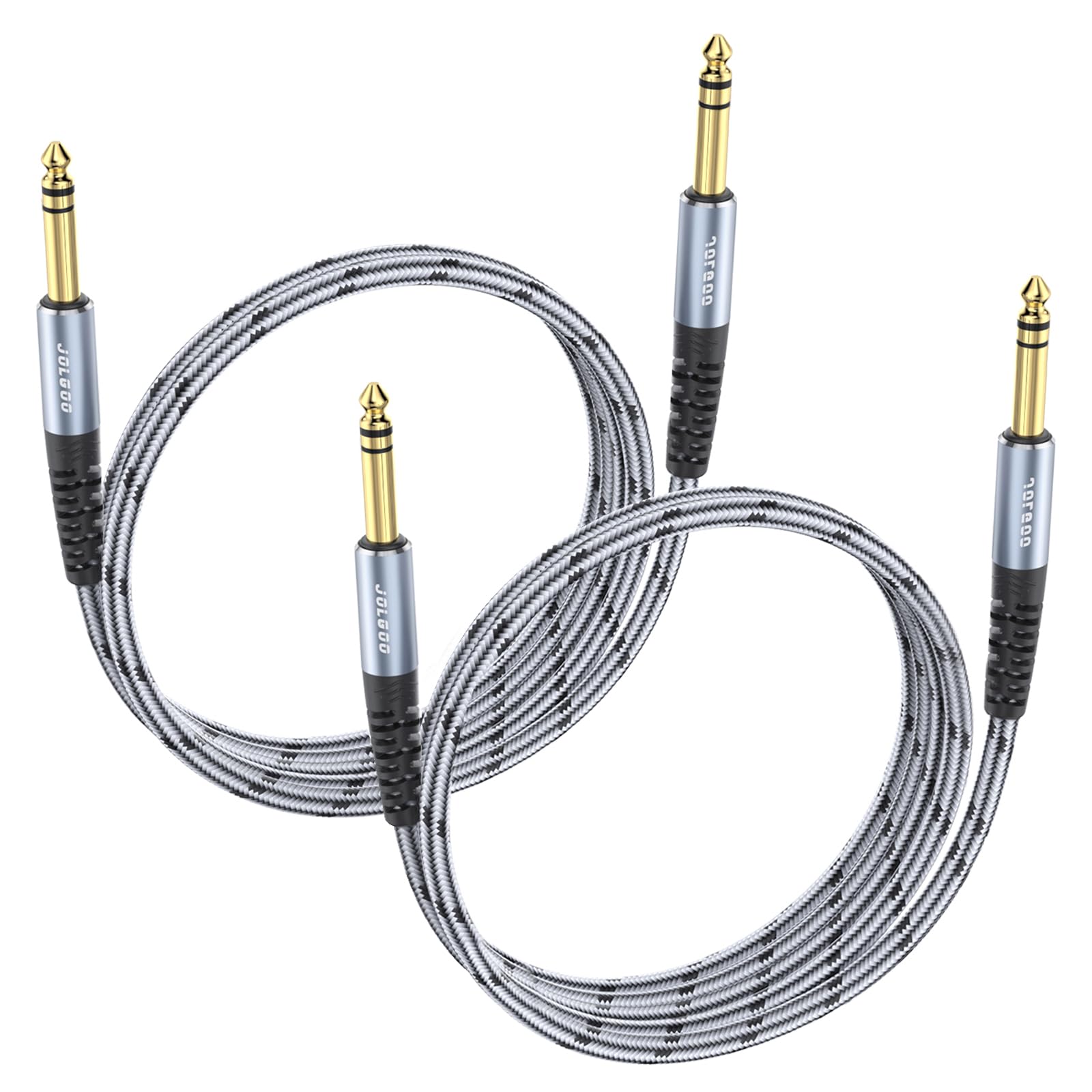 Jolgoo 1/4 Inch Trs Instrument Cable 3.3 Ft 2 Pack, Quarter Inch Audio Cable, 6.35 Balanced Interconnect Line For Electric Guita