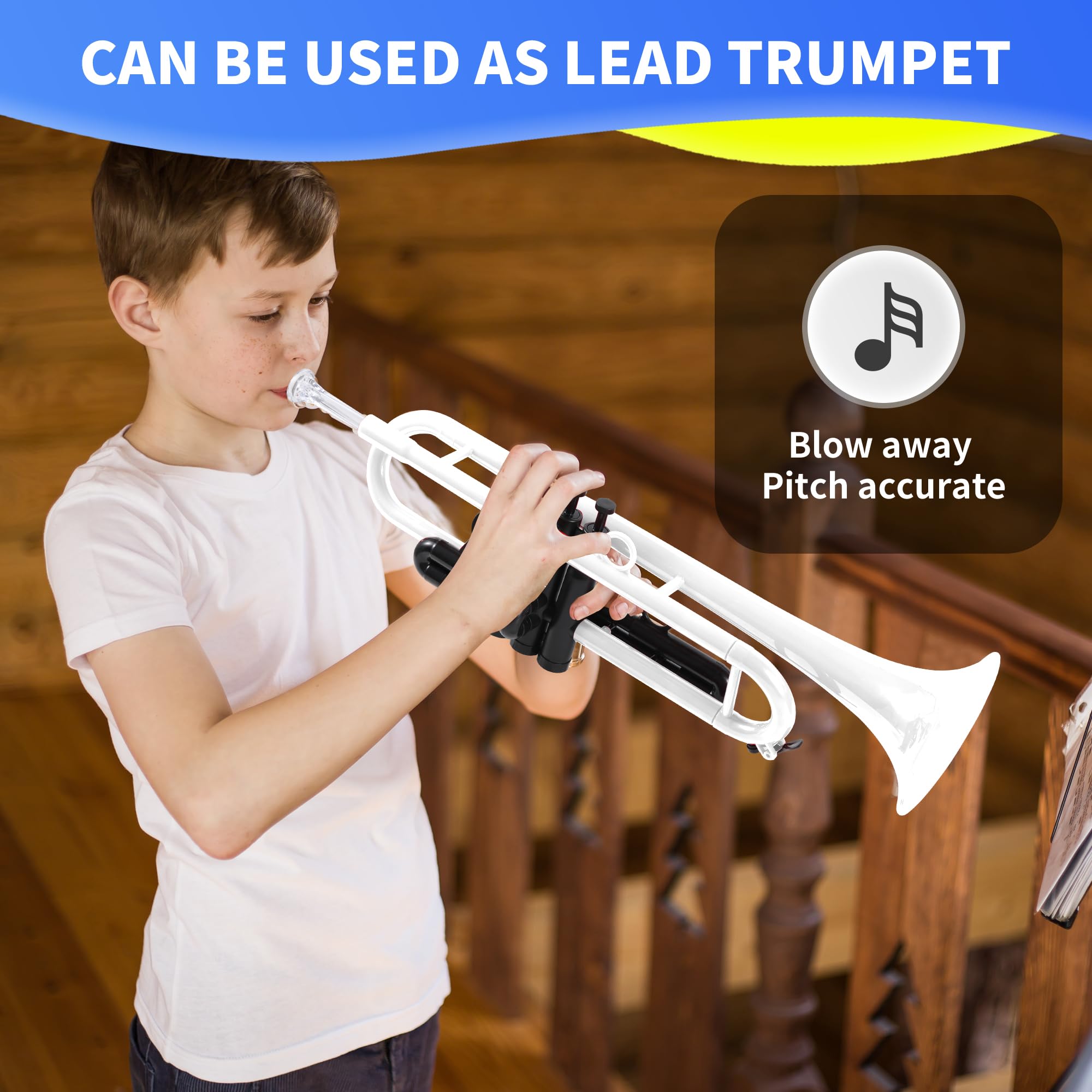 Pampet Professional Plastic Bb Trumpet Student Trumpet Set For Student Beginner With 7C Mouthpiece And 3C Mouthpiece Bb Trumpet