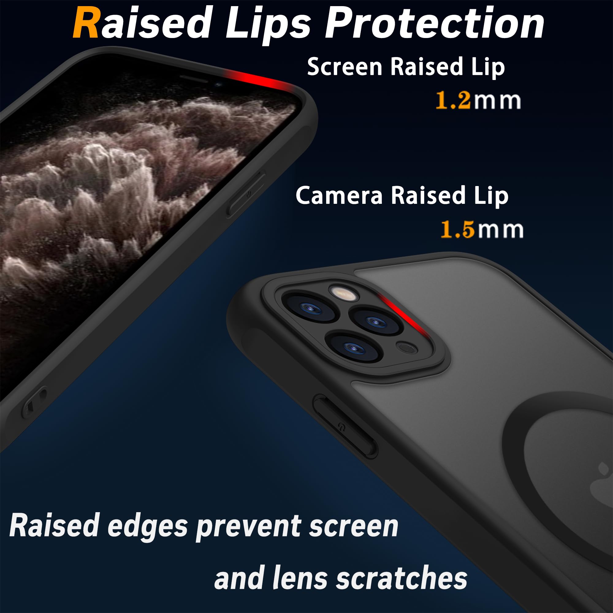 Pinlisheng Magnetic For Iphone 11 Pro Case,Military Grade Drop Tested,Shockproof Matte Translucent Hard Back Slim Protective Cas