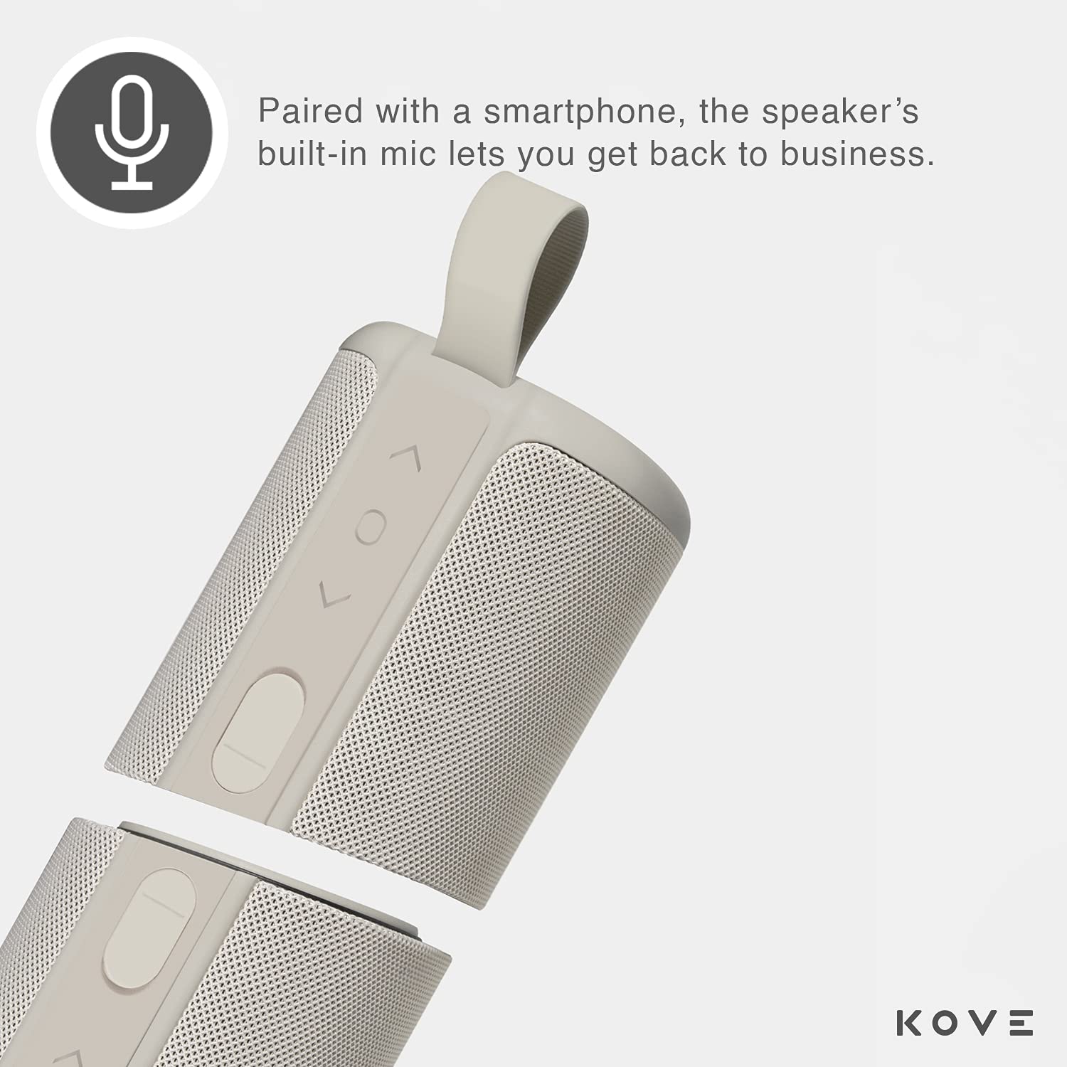 Kove Commuter 2 Portable Speaker   Stone Bluetooth Speakers, Wireless With Hd Louder Volume, Deep Bass Subwoofer, Microphone, Ip