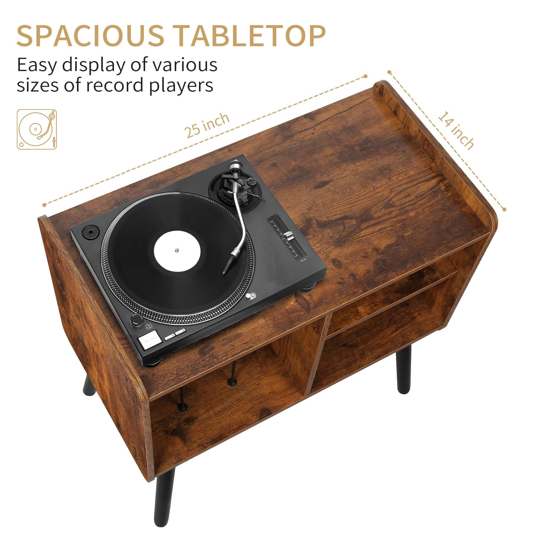 Possile Record Player Stand With Vinyl Record Storage, Mid Century Turntable Stand For Living Room Bedroom Office, Record Player
