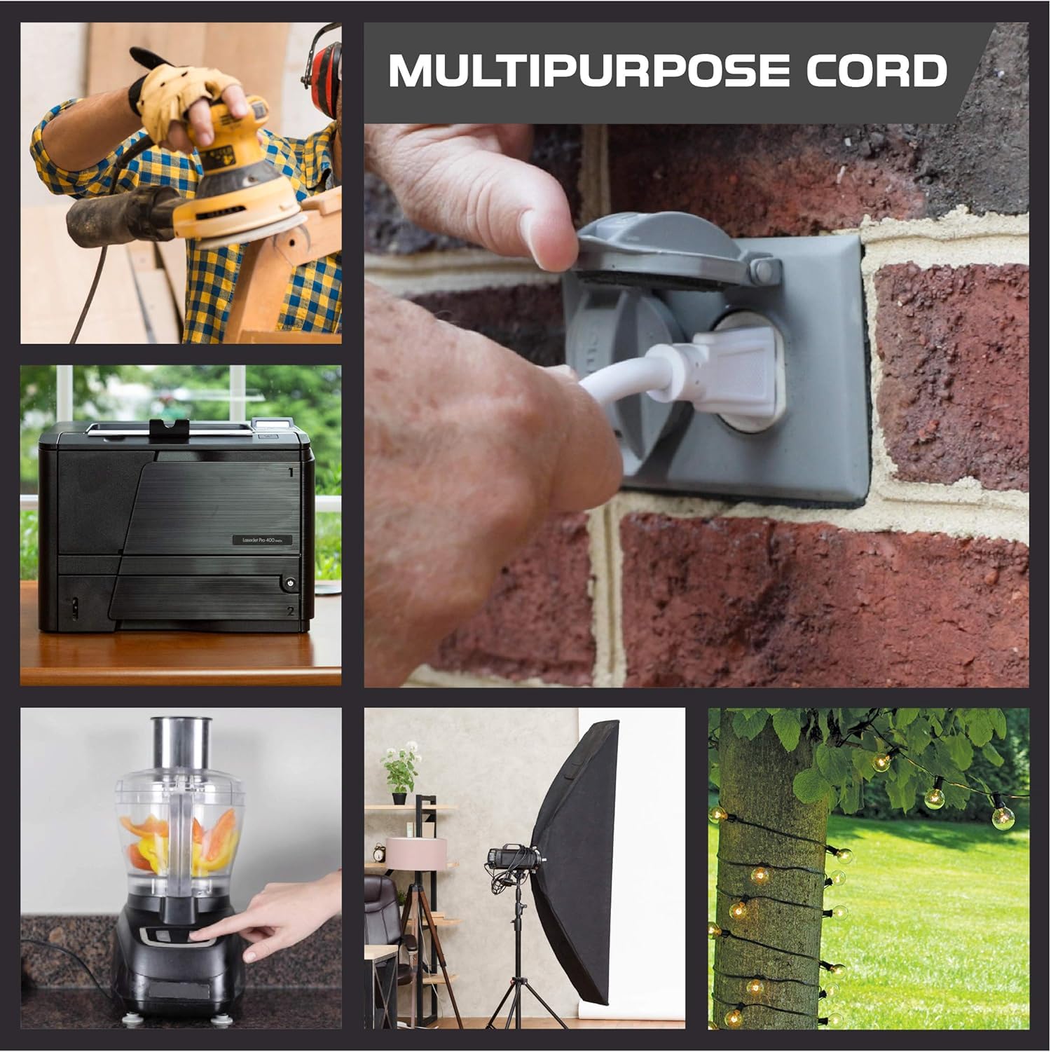 Iron Forge Cable 12 Gauge Extension Cord 25 Ft, Sjtow Water & Oil Resistant, 25 Foot Heavy Duty Extension Cord 3 Prong, White Ou