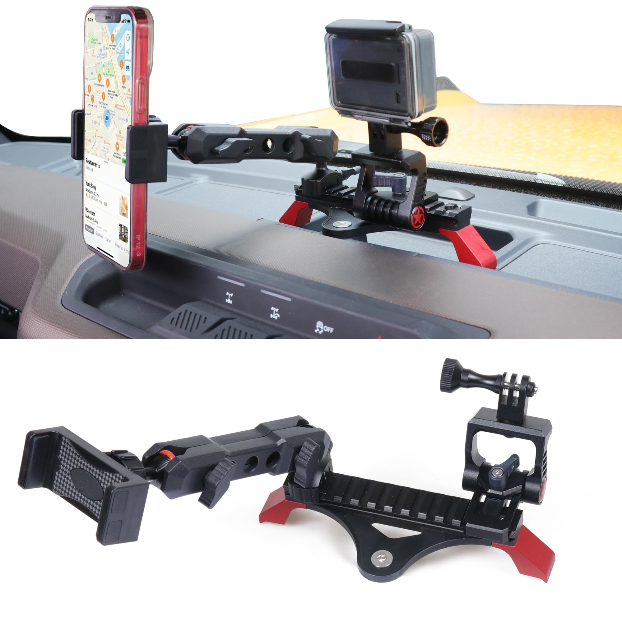 Rerpro Dash Phone Mount Picatinny Rail Holder For 2021 2022 2023 2024 New Ford Bronco 2/4 Door Interior Accessories Dashboard Ce
