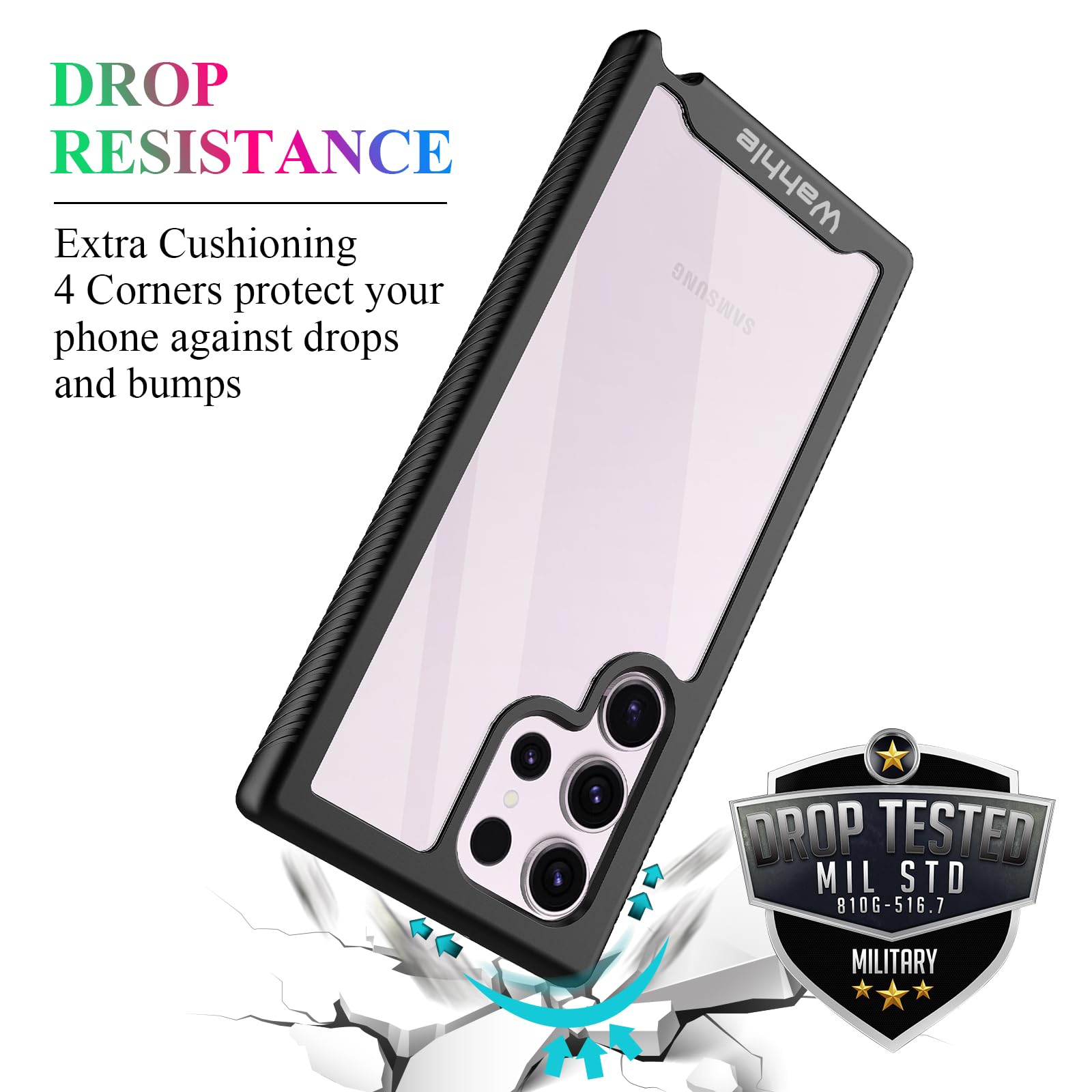 Wahhle Compatible With Samsung Galaxy S23 Ultra Case, Built In Screen Protector Full Body Shockproof Slim Fit Bumper Protective