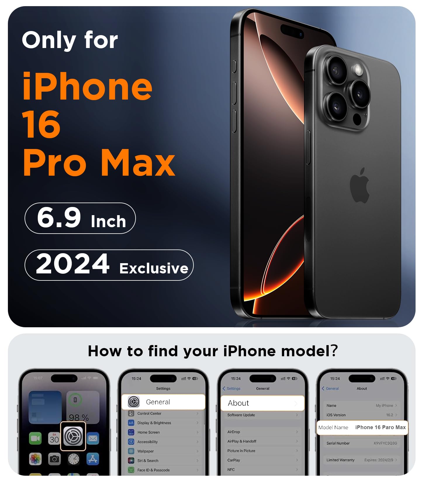 Temdan Designed For Iphone 16 Pro Max Case Magnetic, [Compatible With Magsafe][Military Grade Drop Protection] Dropproof Heavy D