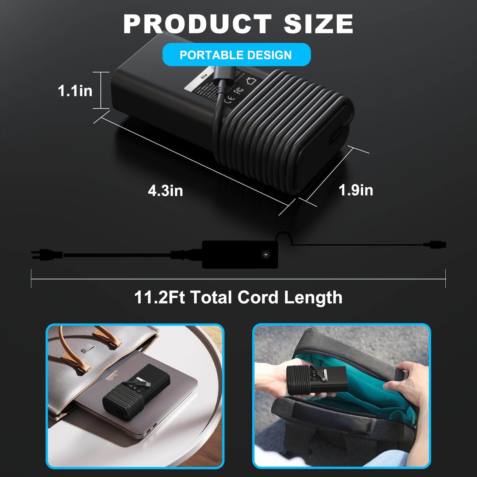 65W Watt Usb Type C Laptop Charger For Dell Chromebook 3100 2In1, Latitude 5440 5540 7440 5420 7420 5520 E5440 5450 5430 5530 74
