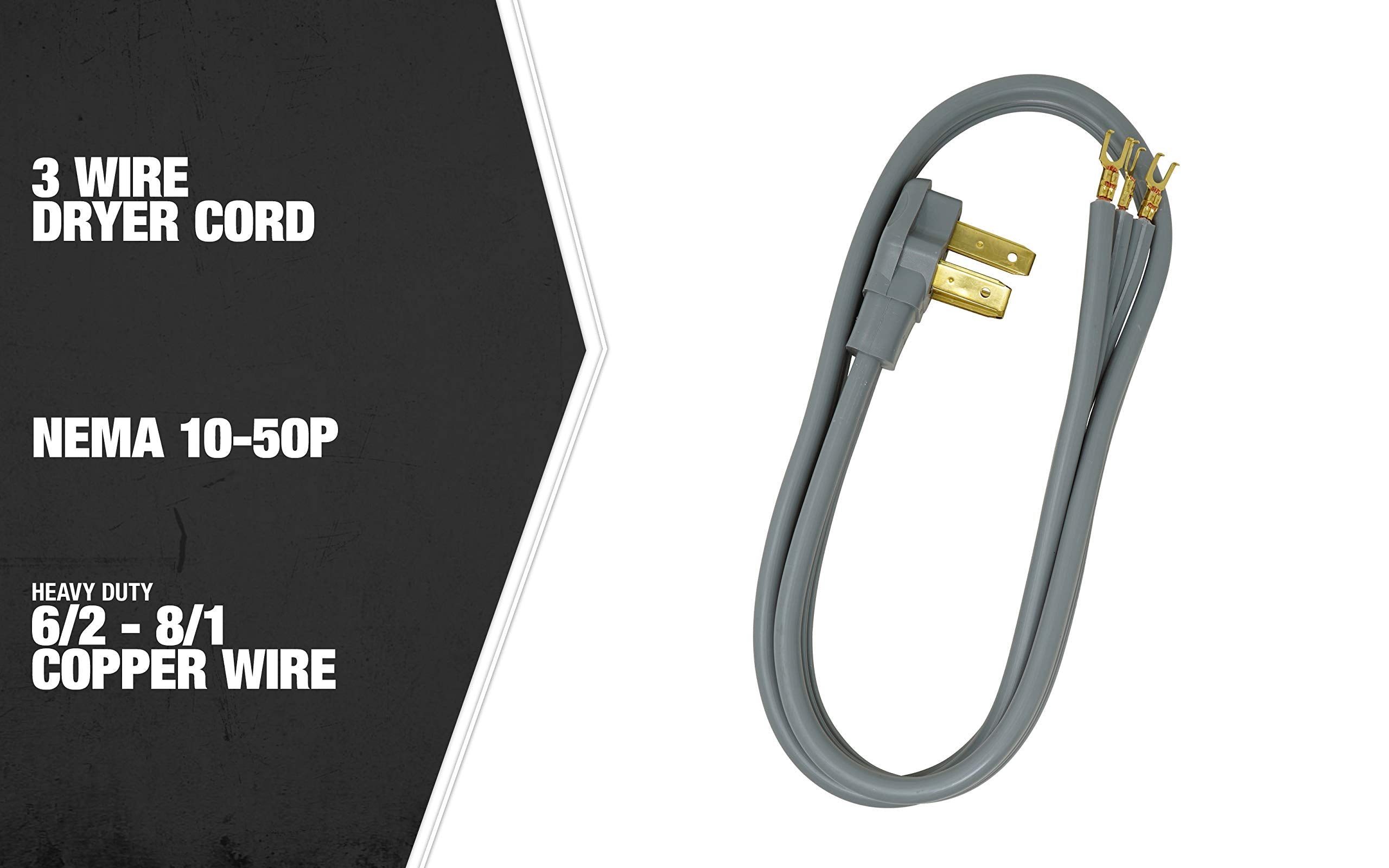 Southwire 9014Sw8809 Range Power Cord; 4 Foot; 1/4 Inch Flanged Terminals; Flat Plug; Compatible With Most Standard Free Standin