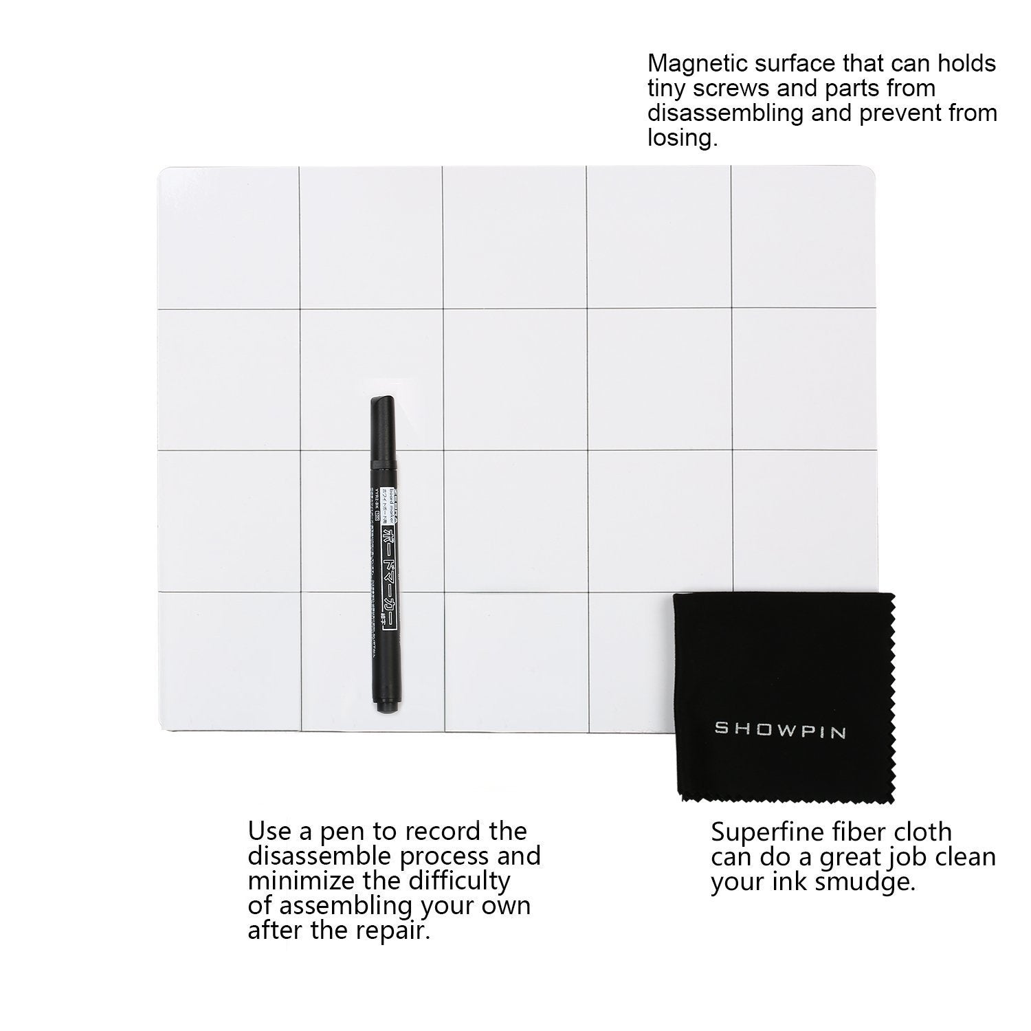 Magnetic Project Mat Showpin Magnetic Mat For Screws With Dry Erase Pen, Cleaning Cloth   Professional Magnetic Pad Preventing S
