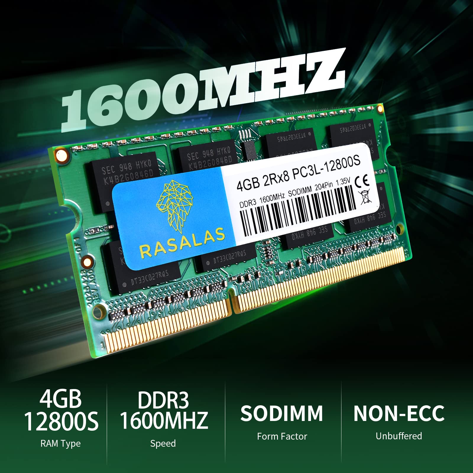 8Gb (2X 4Gb) Pc3L 12800S Ddr3L 1600Mhz 4Gb Ram Ddr3L Pc3L 12800S 1600Mhz Sodimm 2Rx8 1.35V 204Pin Cl11 Rasalas Memory Kit For La