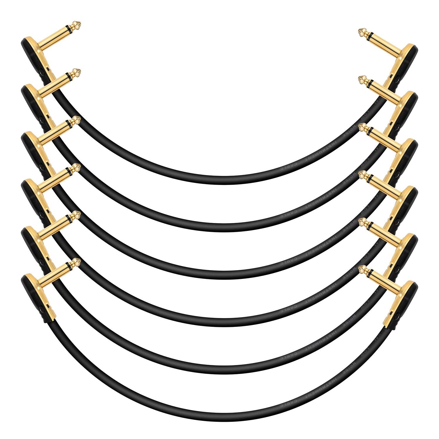 Donner Guitar Patch Cables Right Angle 12 Inch 30cm 1/4 Instrument Cables for Effect Pedals 6 Pack