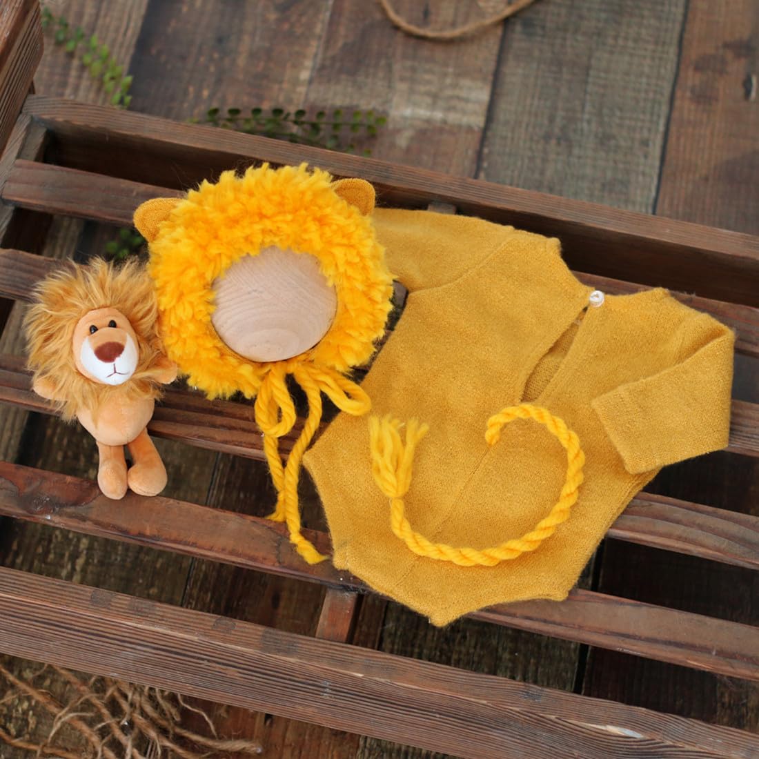 Newborn Baby Photo Shoot Props Girl Boy Crochet Knit Hat Costume Stripe Hat Pants Overalls Photography Props (Yellow A)