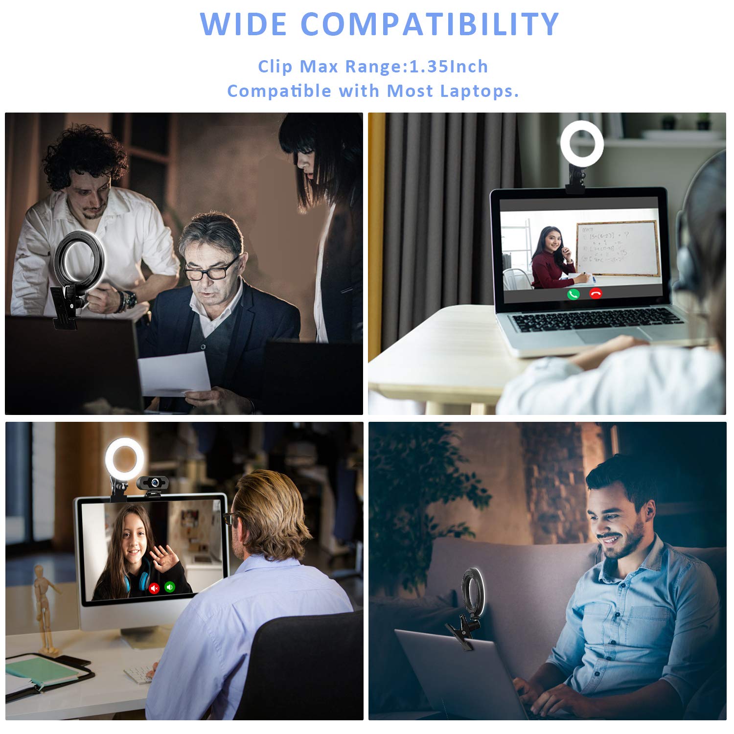 Cyezcor Video Conference Lighting Kit, LT-05 Ring Light for Zoom, Clip-On for Monitors, Ideal for Remote Work and Live Streaming