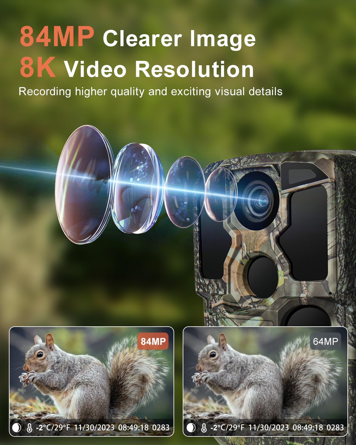 Kjk Trail Camera Wifi 8K 84Mp With 64Gb Memory Card, Game Camera With Night Vision, 0.05S Trigger Motion Activated, Ip67 Waterpr