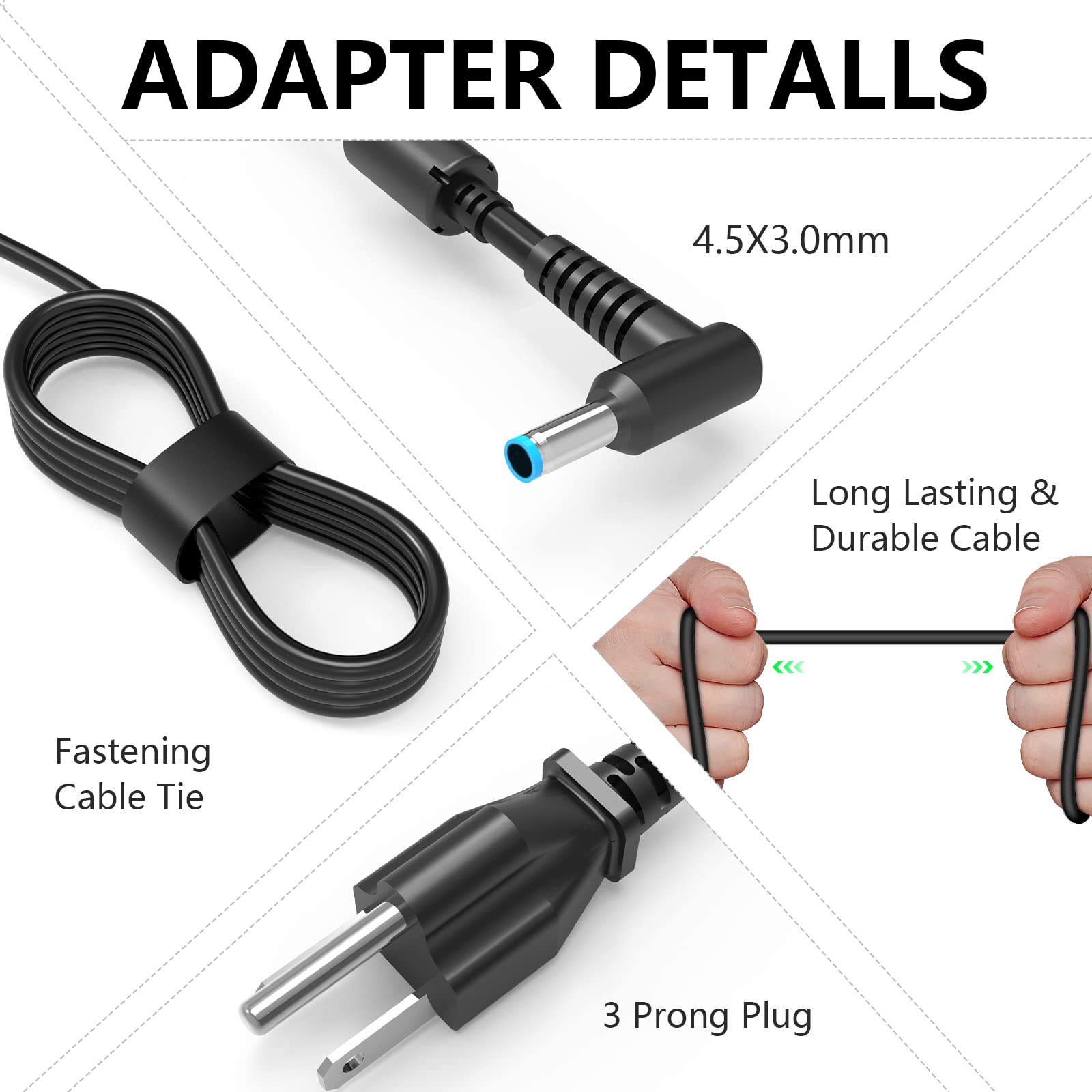 65W Ac Charger For Hp Envy X360 15 An050Nr 15 An051Dx 15M Ds0011Dx 15M Ed0023Dx 15M Ed0013Dx 15 Q002La 15 Ep0098Nr 15 Ds1063Cl 1