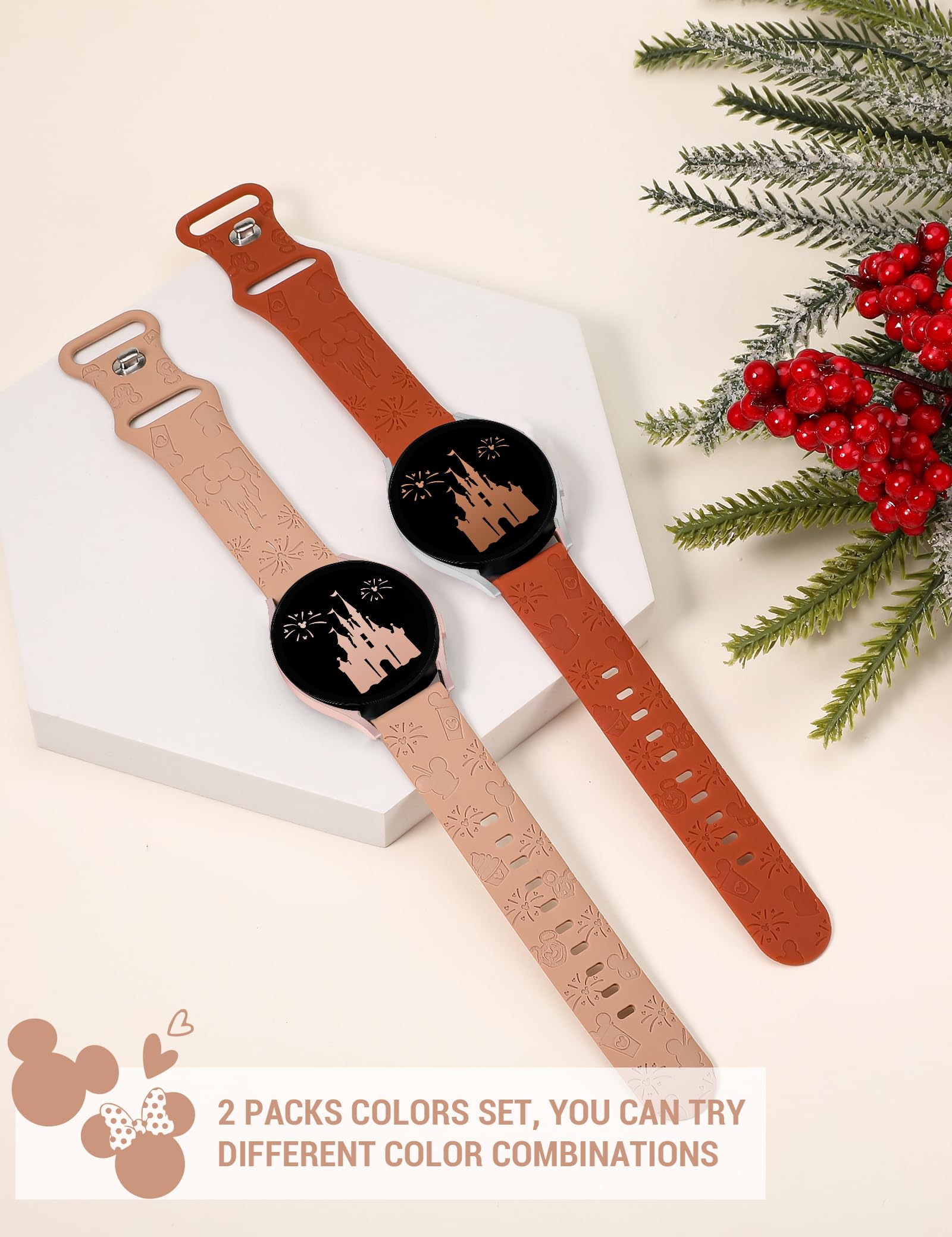 Beexi 4 Packs Cartoon Engraved Bands Compatible With Samsung Galaxy Watch 6/5/4/Active 2 40Mm 44Mm/Watch 5 Pro 45Mm/Watch 6 Clas