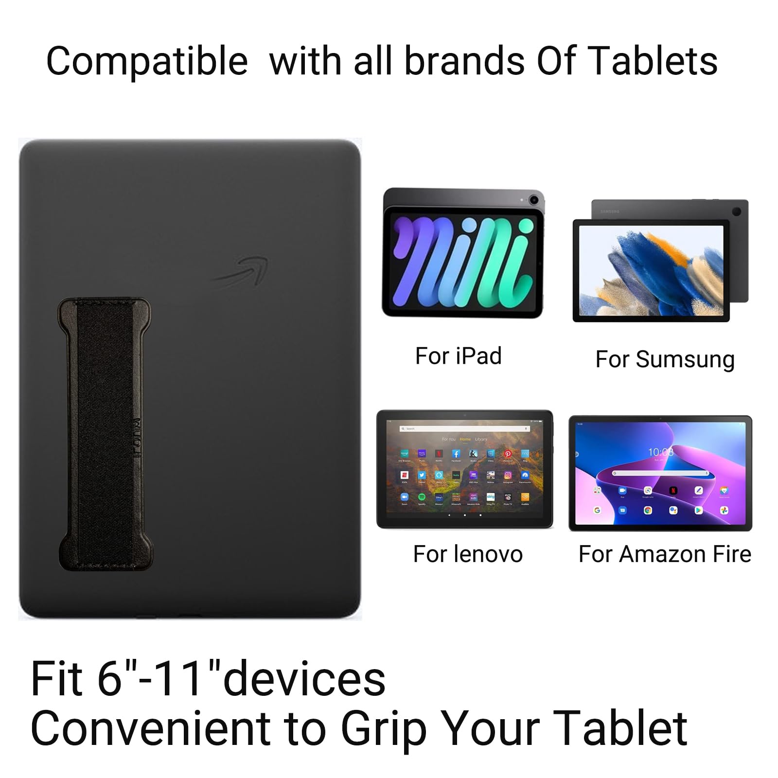 Wuoji Hand Strap Holder Finger Grip For Tablets   Ipad Hand Holder Strap, Tablet Hand Holder Strap, Ipad Tablet Kindle Handle Gr