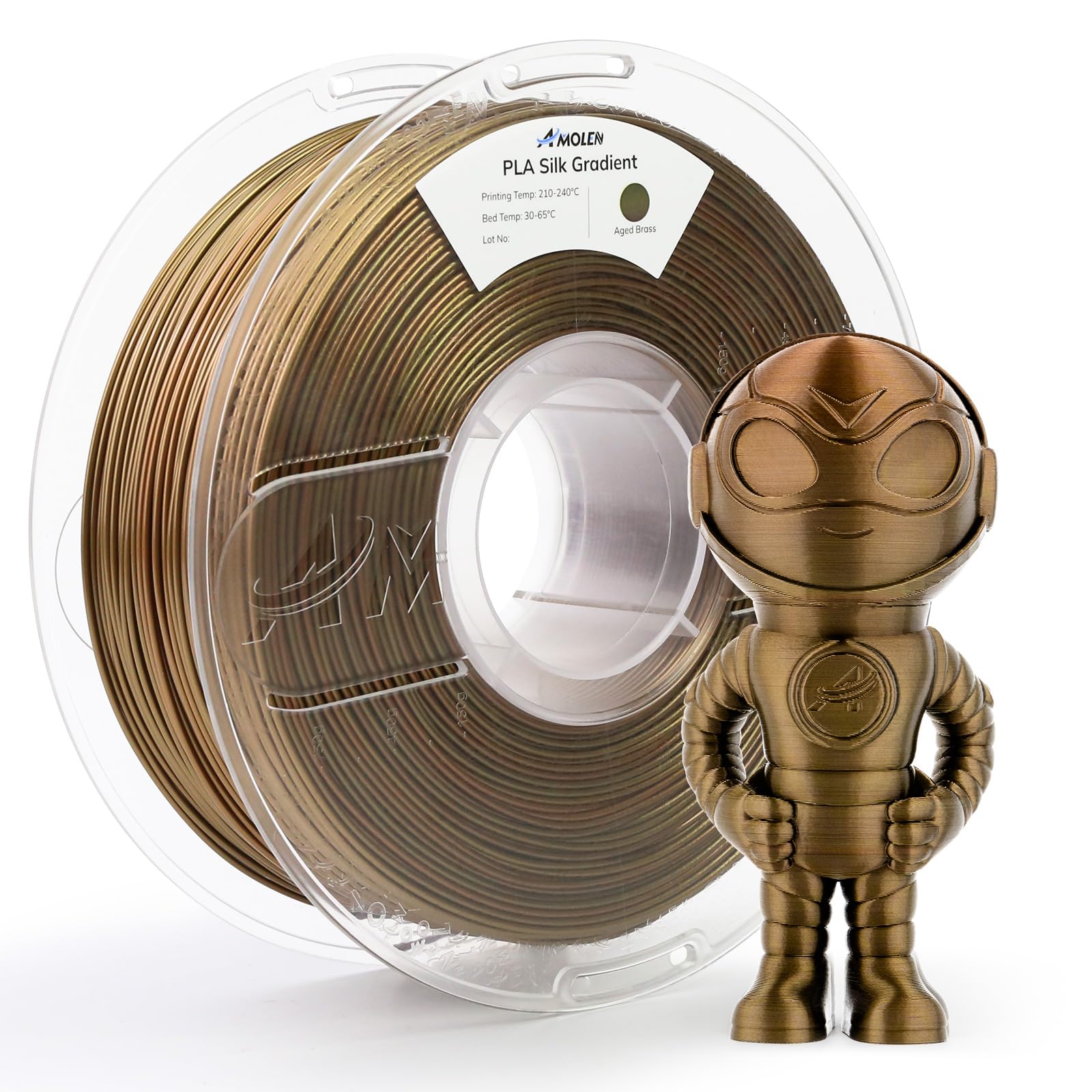 Amolen Pla Filament 1.75Mm,Silk Pla Aged Brass Gradient, 3D Printer Filament 1.75Mm For 3D Printing Dimensional Accuracy 0.02Mm