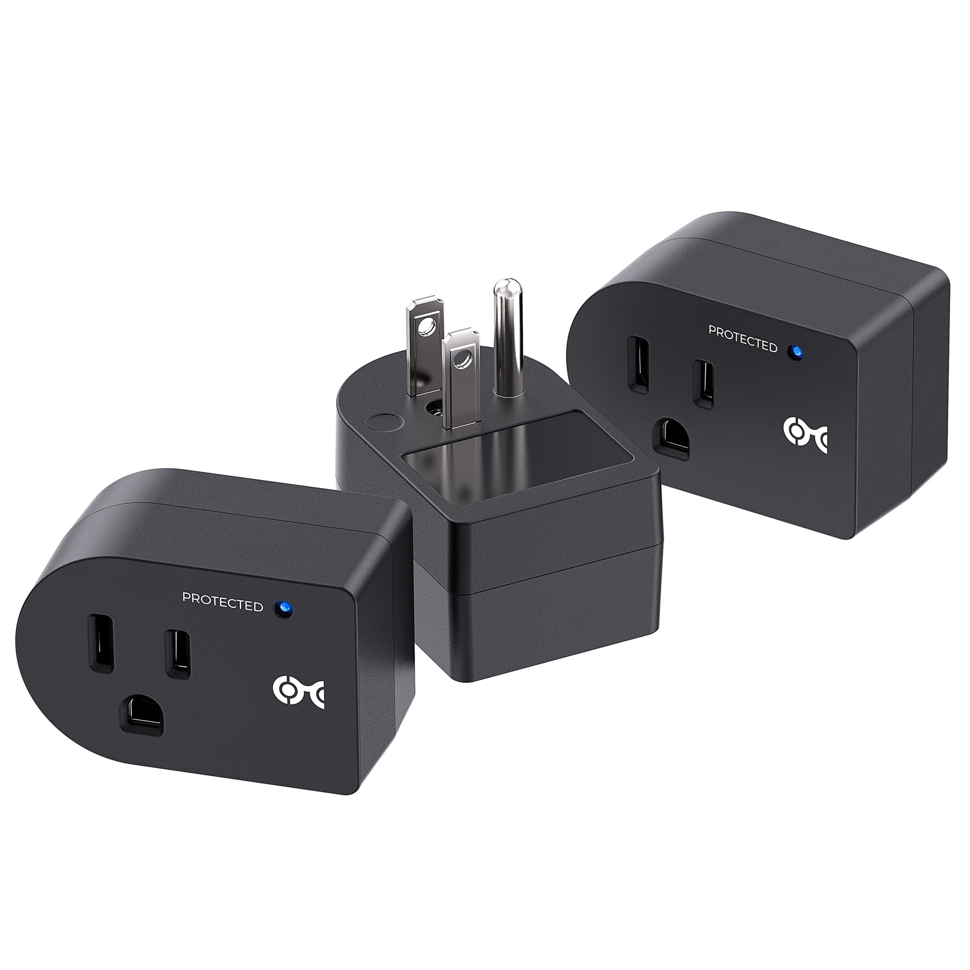 [ETL Listed] Cable Matters 3 Pack Non Blocking 490 Joules Single Outlet Surge Protector Outlet, 1875W (Wall Surge Protector, Mini Surge Protector), Black