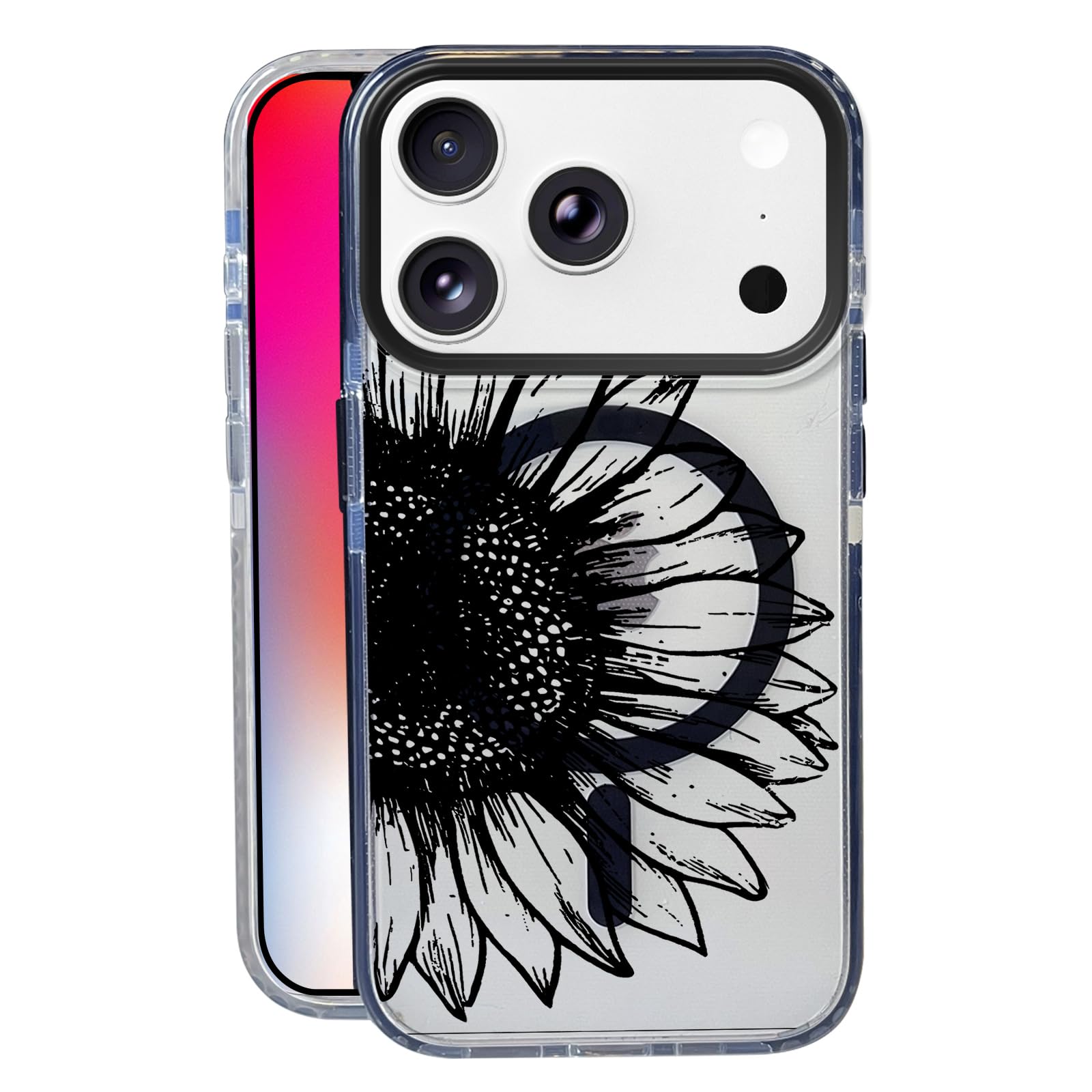 Nimeey Sunflower for iPhone 17 Pro Case,MagSafe Compatible,Matte Soft Slim Shockproof Cover,Anti-Fingerprint,Anti-Yellowing,Anti