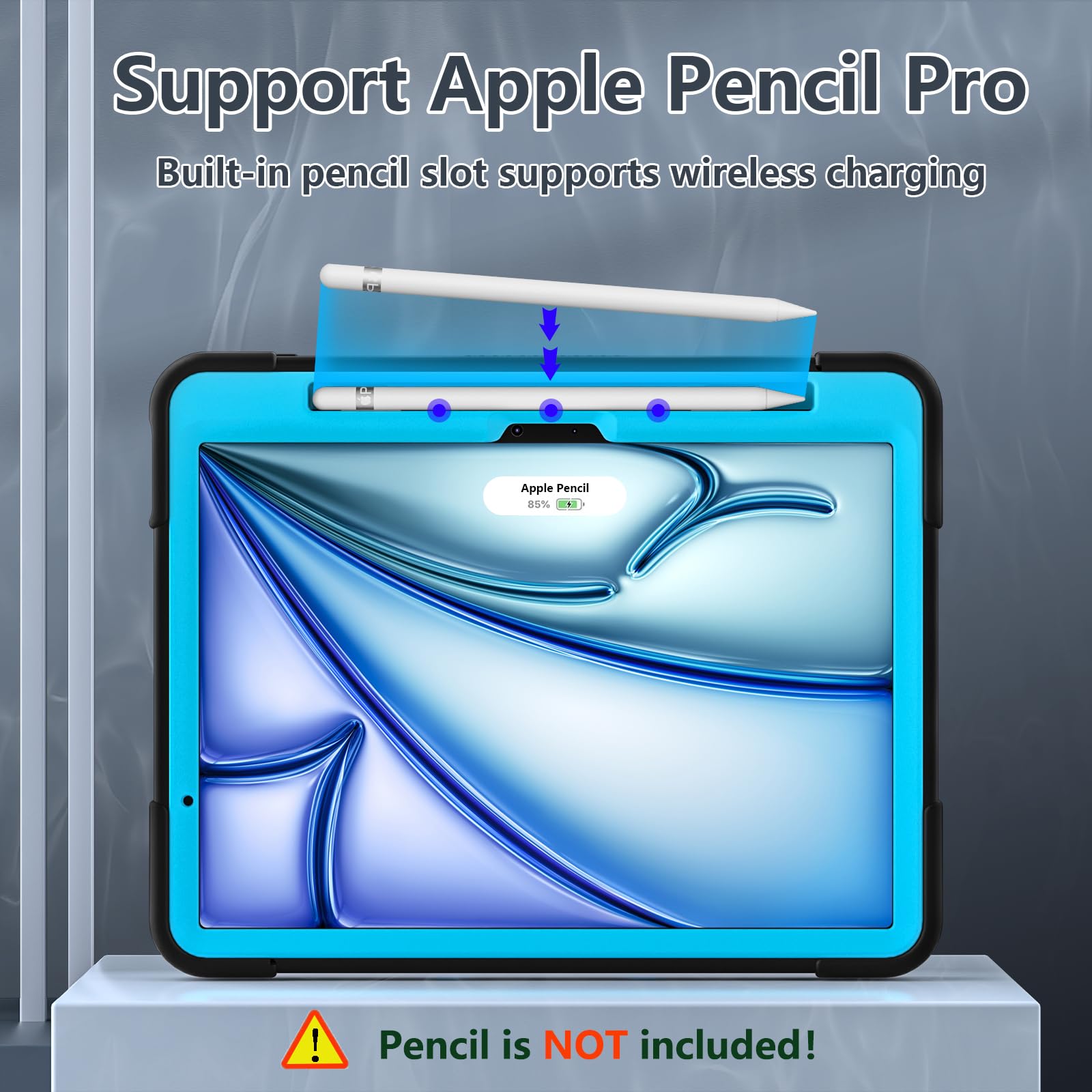 Tsqqst For Ipad Air 11 Inch Case M2 2024, Full Body Protection Shockproof Kids Case Cover With Stand Pencil Holder For Ipad Air