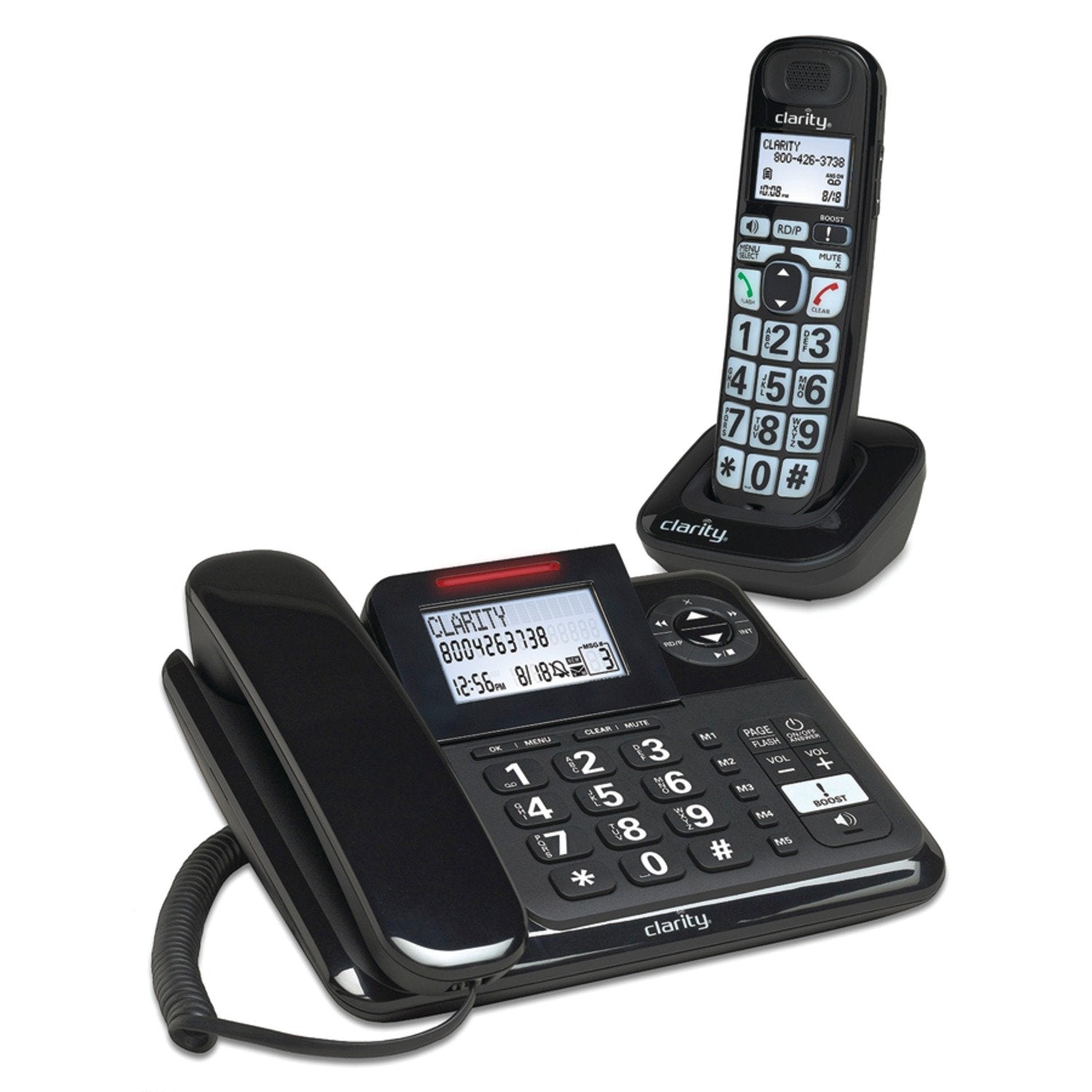 Clarity E814Cc Amplified Corded/Cordless Combo With Answering Machine  Bundles, Dual Sim And Dual Keypad