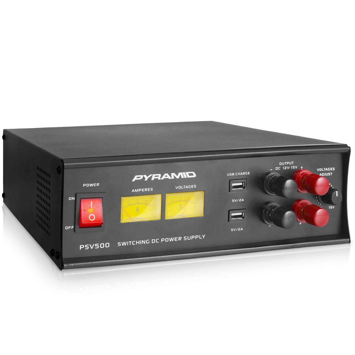 Pyramid Psv500 Universal Compact 50 Amp Adjustable 12 To 15 Volts Output Home Bench Power Converter Supply, With 2 Usb Ports And