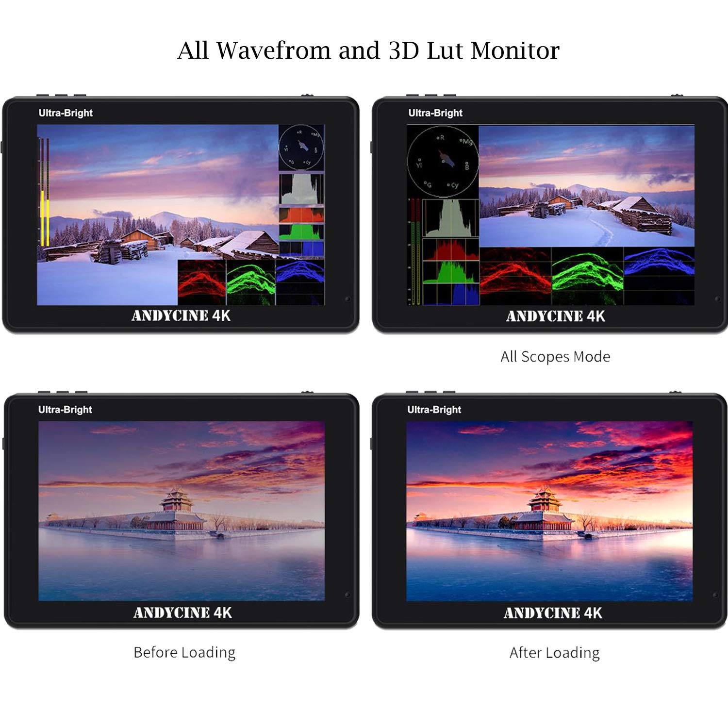 Andycine C7 Field Camera Monitor 7    2200Nits 1920X1200 Touch Screen + Battery&Charge Cable+Mini&Micro Hdmi Cords+Carry Case Ca