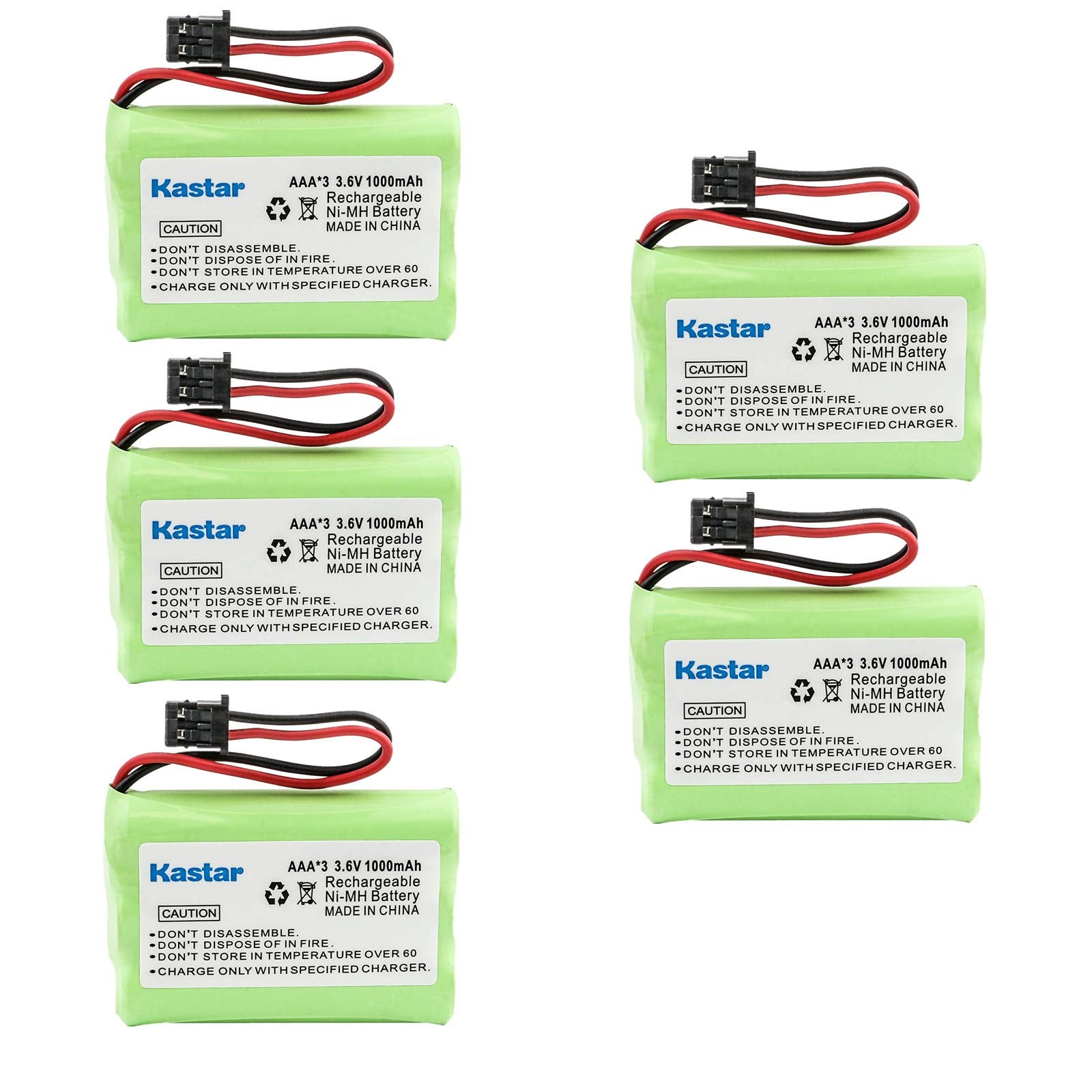 Kastar 5-Pack AAAX3 3.6V MSM 1000mAh Ni-MH Rechargeable Battery for Uniden Cordless Phone BT-446 BT446 BP-446 BP446 BT-1005 BT10