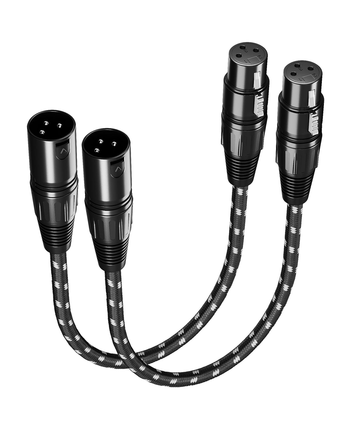 Glanics Short Xlr Cables 1Ft 2 Pack, Xlr Microphone Cable Balanced Shielded Nylon Braided Cord With 3 Pin Xlr Male To Female For