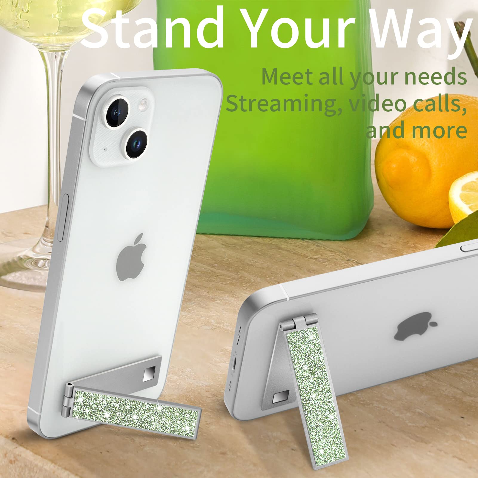 Obhei Mini Phone Kickstand, Folding Invisible Portable Metal Cell Phone Stand Holder For Desk, Compatible With Iphone, Samsung A