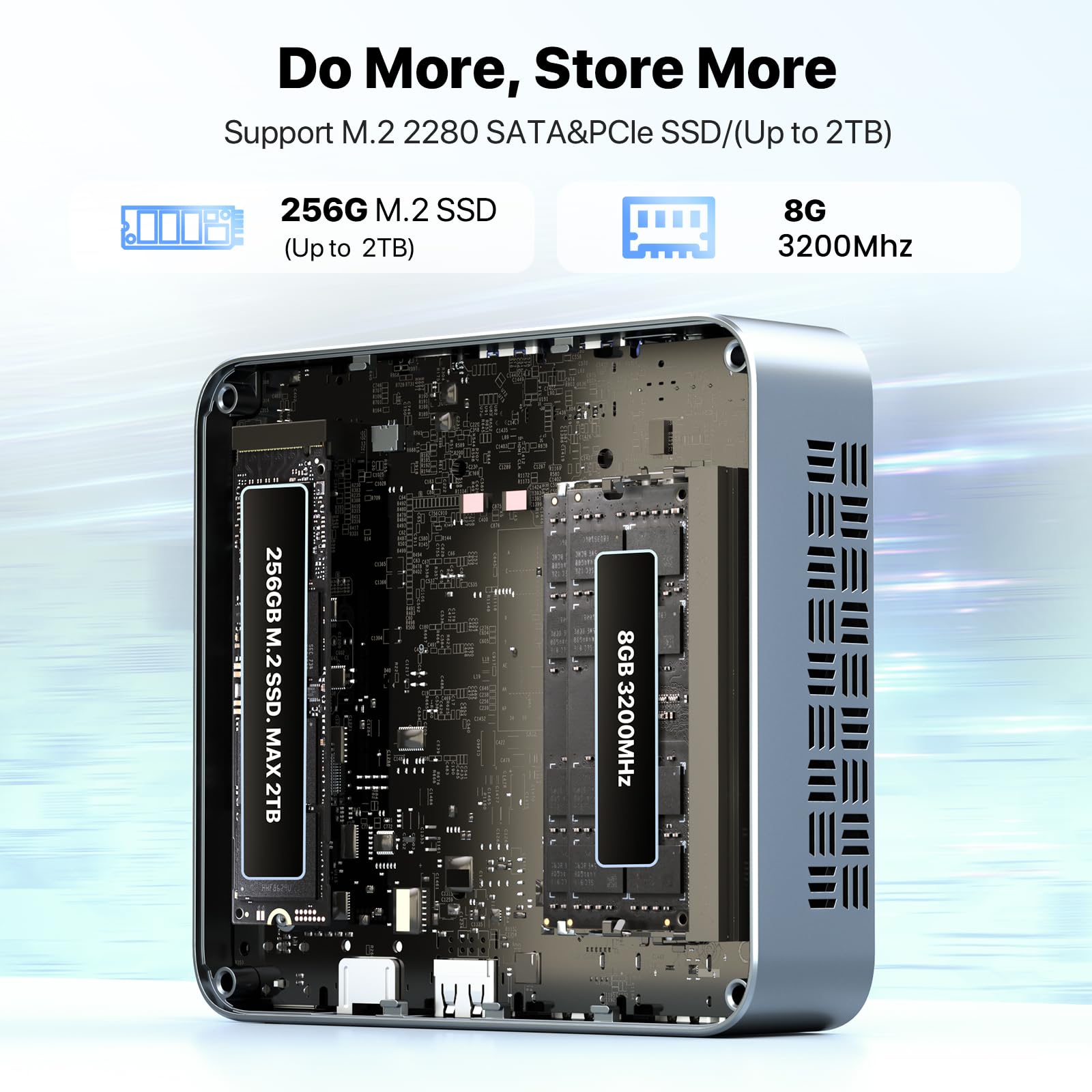 Peladn Mini Pc, Intel Twin Lake N150 (Upgraded N100,Up To 3.6Ghz) 8Gb Ddr4 Ram 256 Gb Pcie M.2 Ssd,Mini Desktop Computer 4K Dual