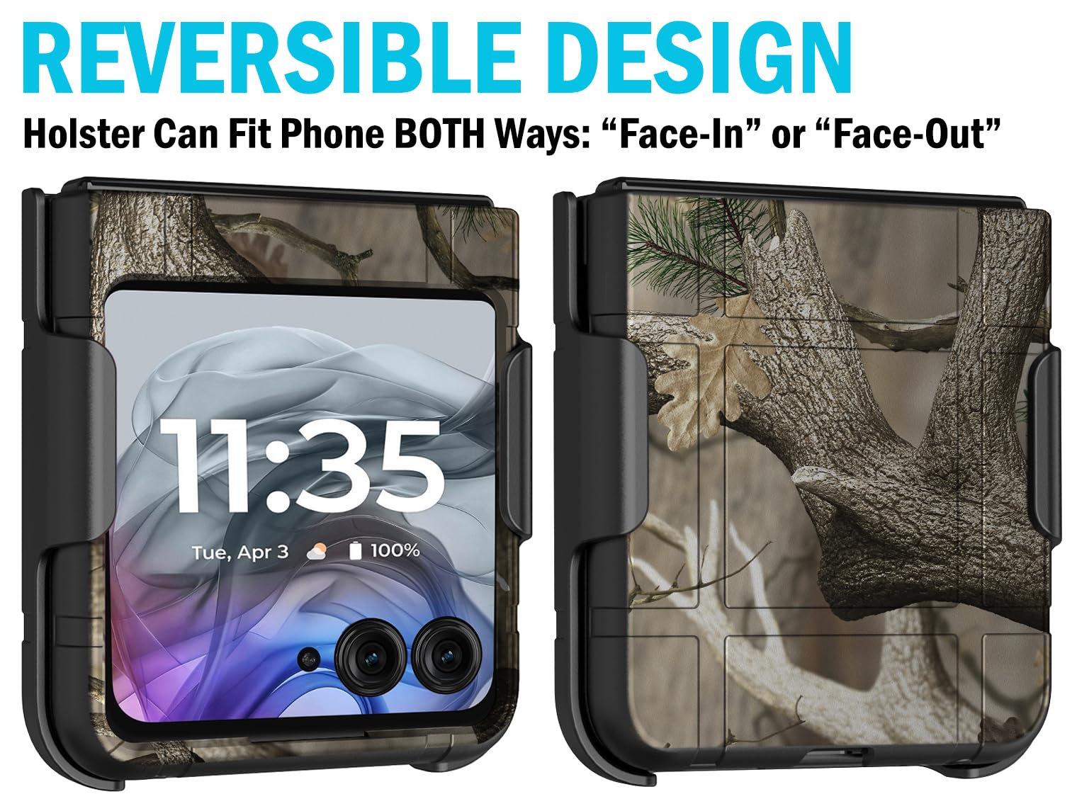 Case With Clip For Motorola Razr (2024/2025) Flip Phone, Nakedcellphone Slim Hard Shell Camouflage Cover And Belt Hip Holster Ho