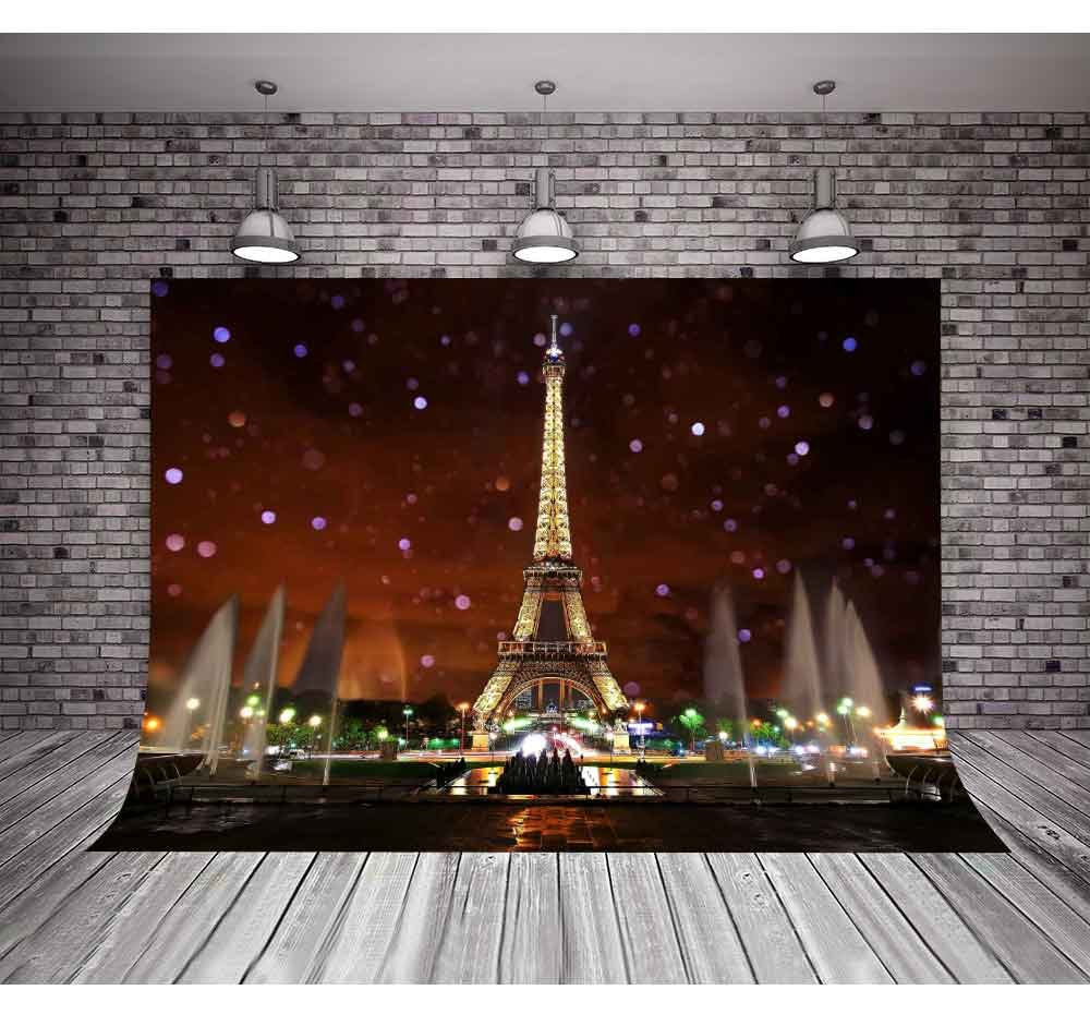 Eiffel Tower Backdrop For Party Mtmety 10X7Ft Night Scene Romantic Background Video Studio Props Geme613