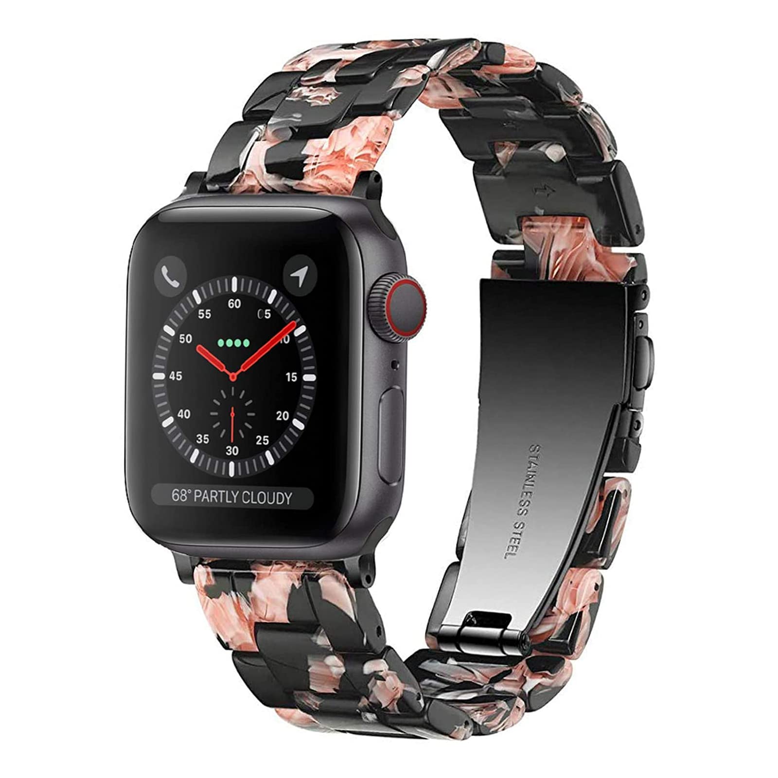 Hopo Compatible With Apple Watch Band 38Mm 40Mm 42Mm 44Mm Thin Light Resin Strap Bracelet With Stainless Steel Buckle Replacemen