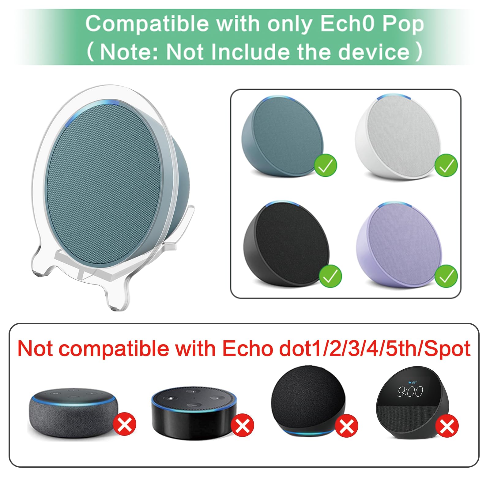 Acrylic Stable Stand For Ech0 P0P(2023), Desktop Holder Protect P0P Speaker, For Better Sound