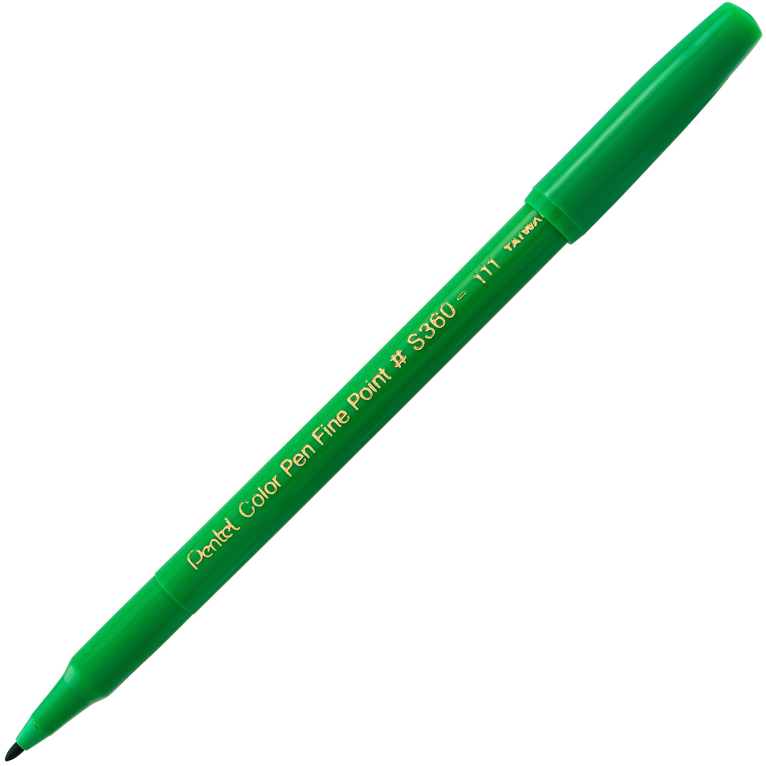 Pentel Arts Color Pen, Light Green, Box Of 12 (S360 111)