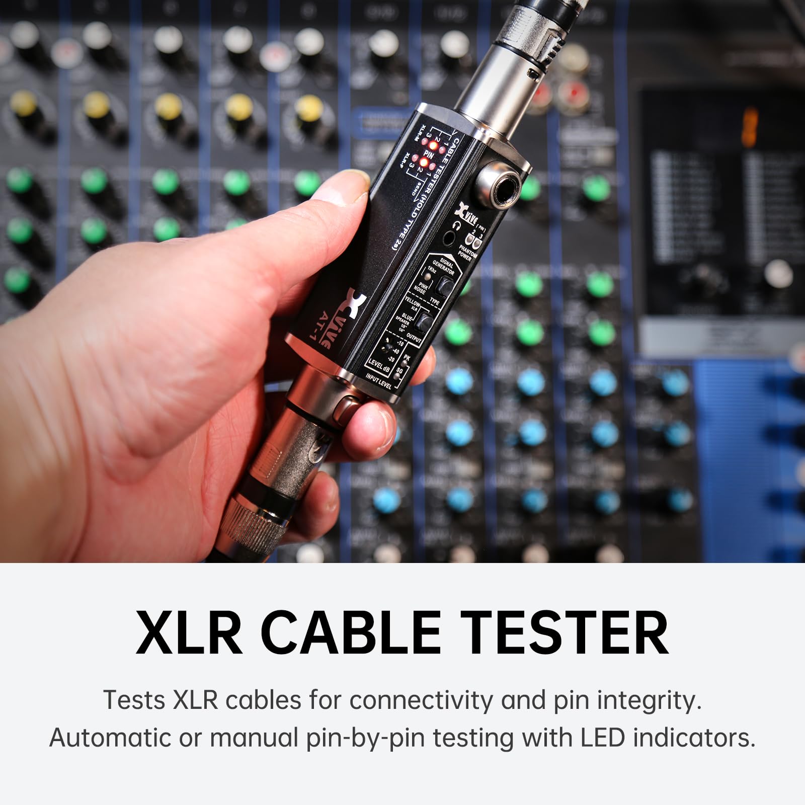 Xvive At-1 Portable Audio Tester,Signal Generator, Xlr Cable Tester, Phantom Power Checker, Input Level Meter & Headphone Monito