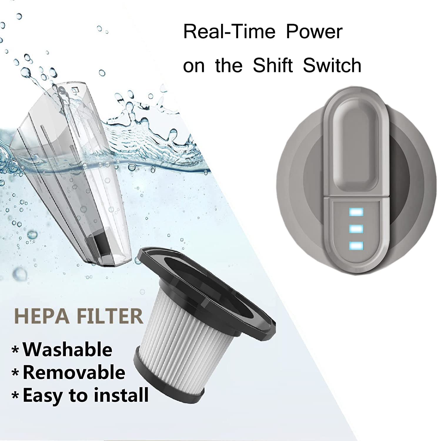 Azhzolsk Dust Buster Upgrade Handheld Vacuum Cordless Rechargeable Handheld Vacuums 12000Pa 16500Pa High Power With Power Displa