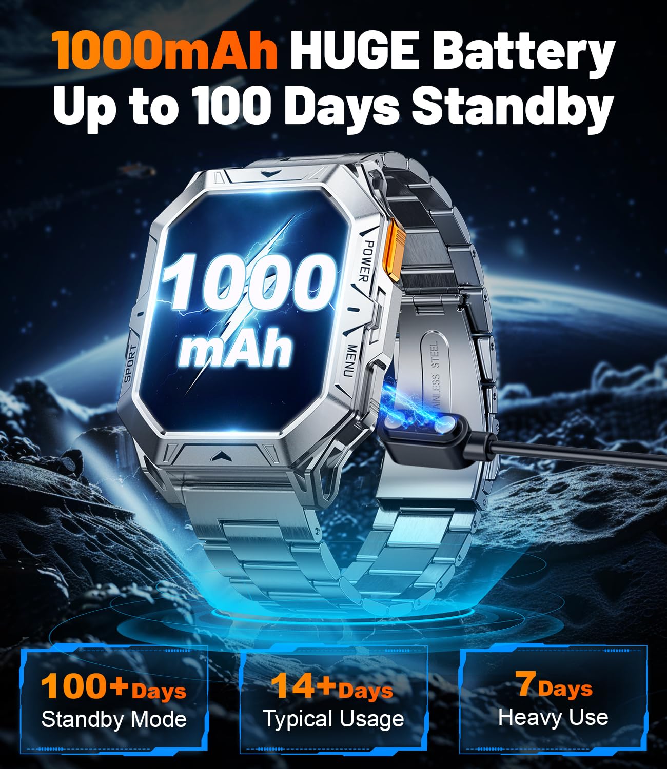 Lige Smart Watch For Men With Make/Answer Call, 2.13 ''Amoled Screen Fitness Watches For Men With 1000Mah Battery, 5Atm Swimproo