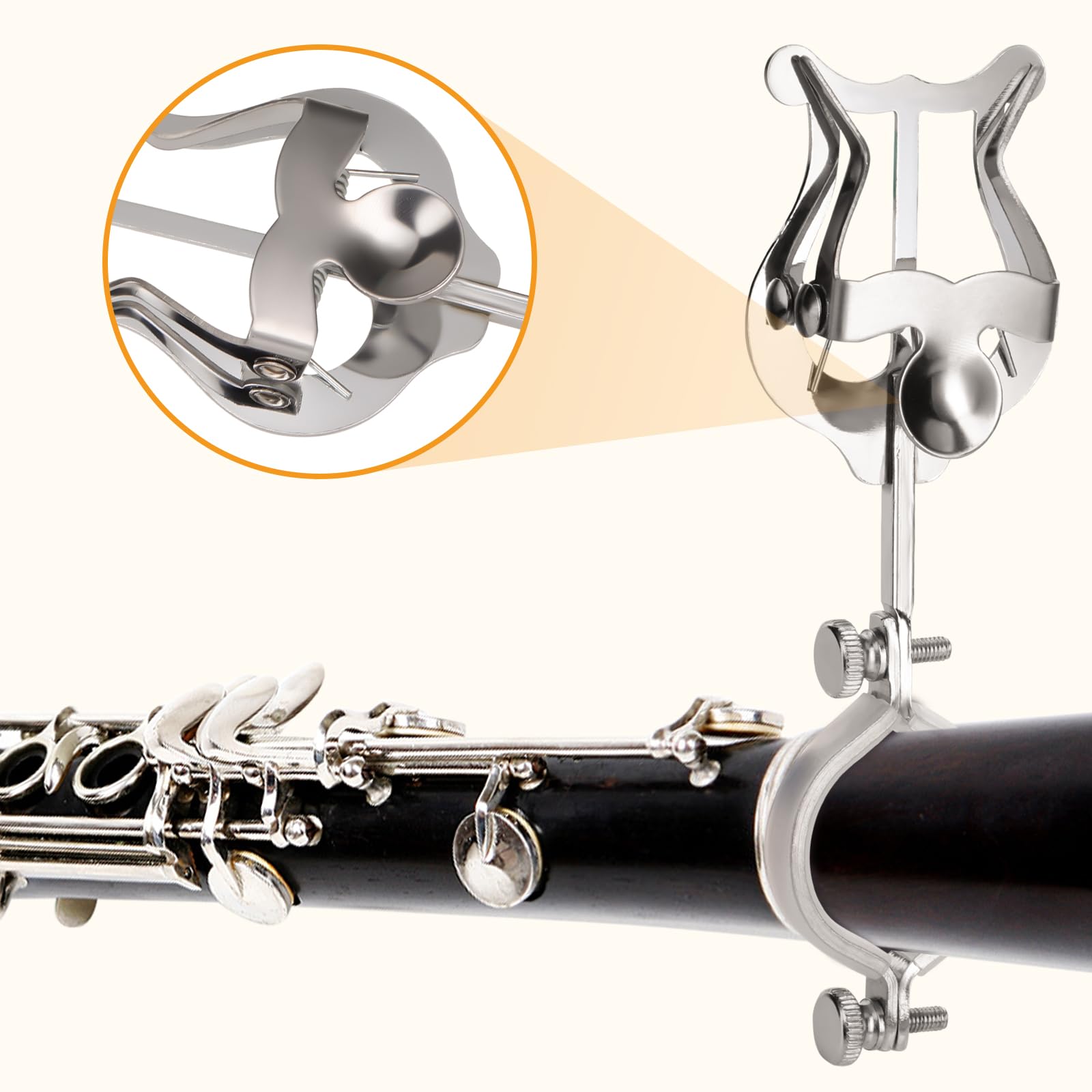 Clarinet Lyre,2 Pack Silver Clarinet Lyre Holder For Marching Band,6.02Inch Clarinet Oboe Sheet Music Clip And Flip Folder,Gener