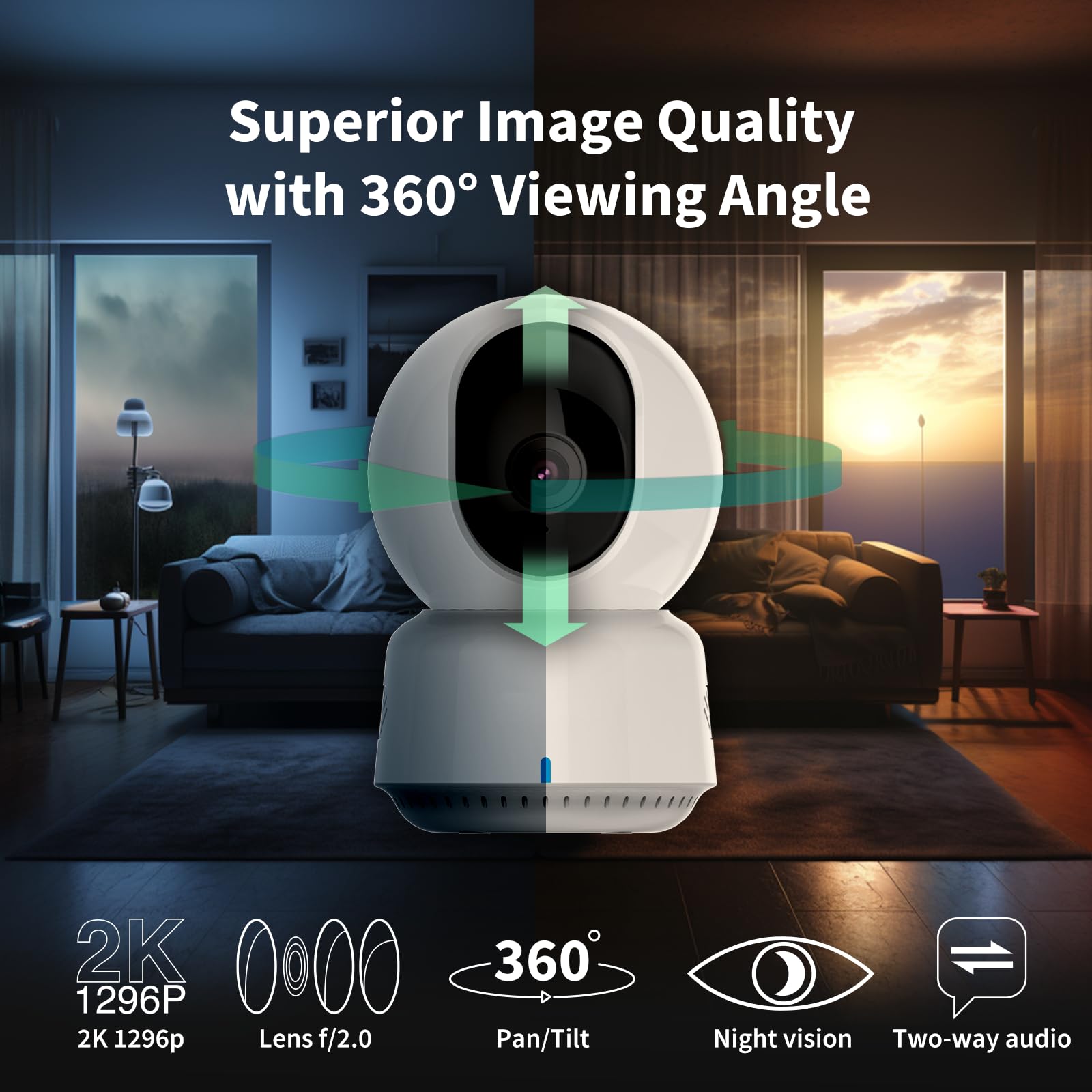 Aqara 2K Indoor Security Camera E1, Pan & Tilt, Homekit Secure Video Indoor Camera, Two Way Audio, Night Vision, Person Tracking