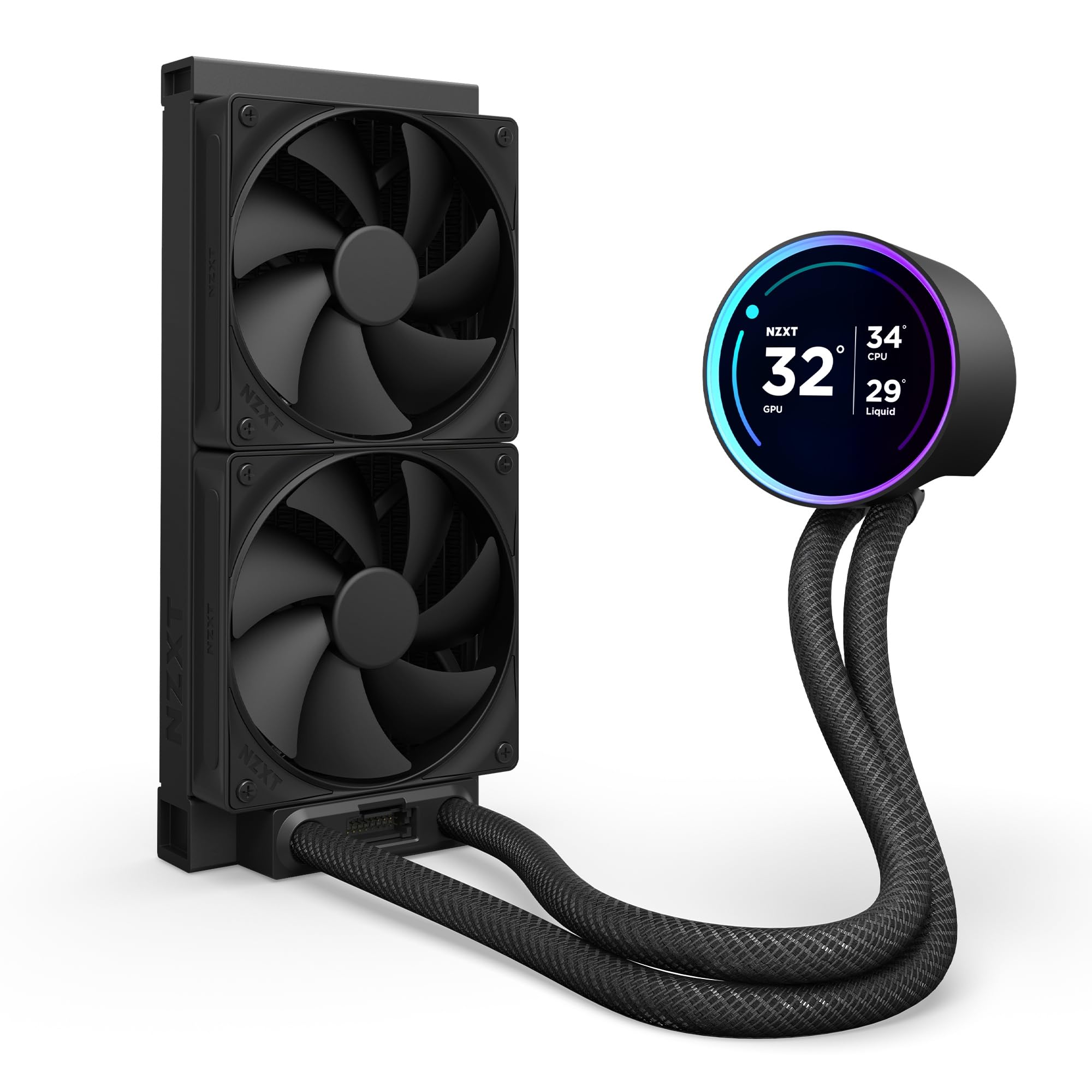 Nzxt Kraken Elite 240 2024   Aio Cpu Liquid Cooler   240Mm Radiator   2 X F120P Fans   Customizable 2.72'' Ips Lcd   Nzxt Turbin