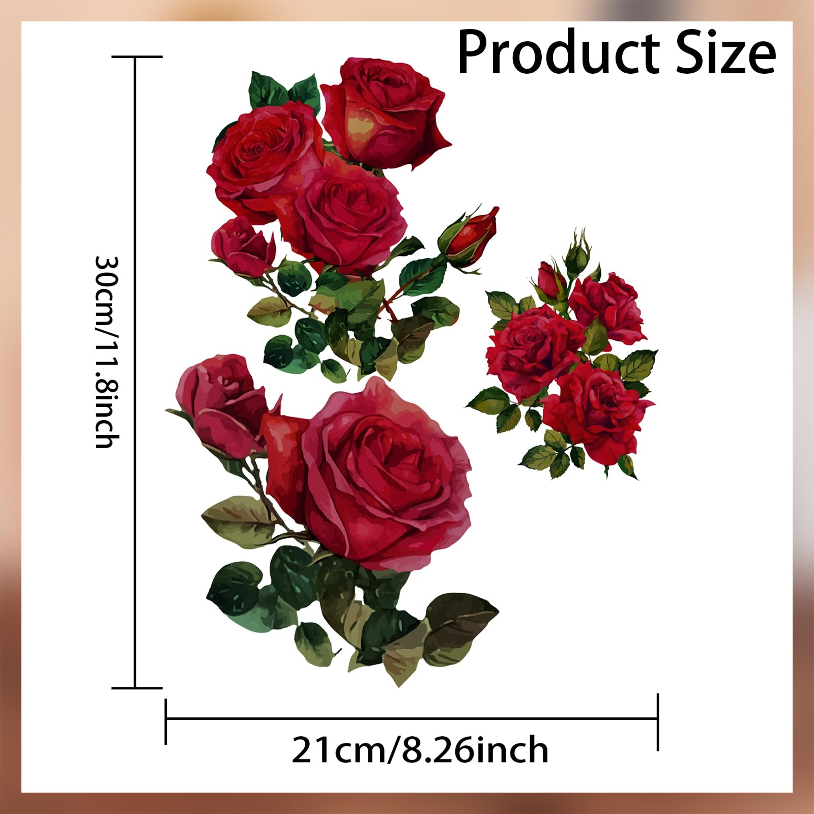 PLIGREAT Red Rose Guitar Headstock Guard Stickers - PVC Decals for Guitar & Bass, Model JT-PL0001-10-US32, DIY Gifts & Decoration