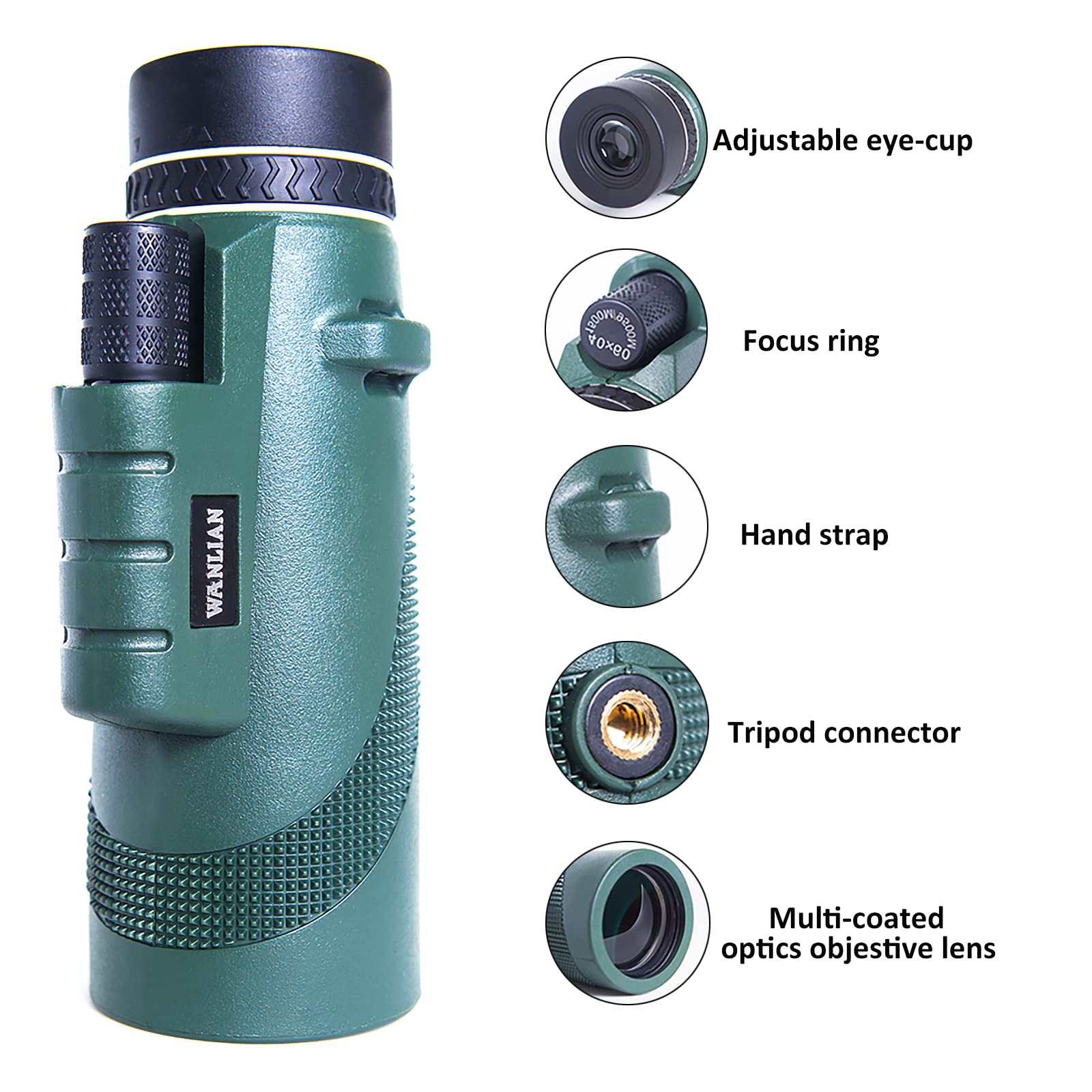 40X60 Monocular Telescope High Power Low Light Vision   For Adults With Smartphone Holder For Stargazing Bird Watching Hunting H