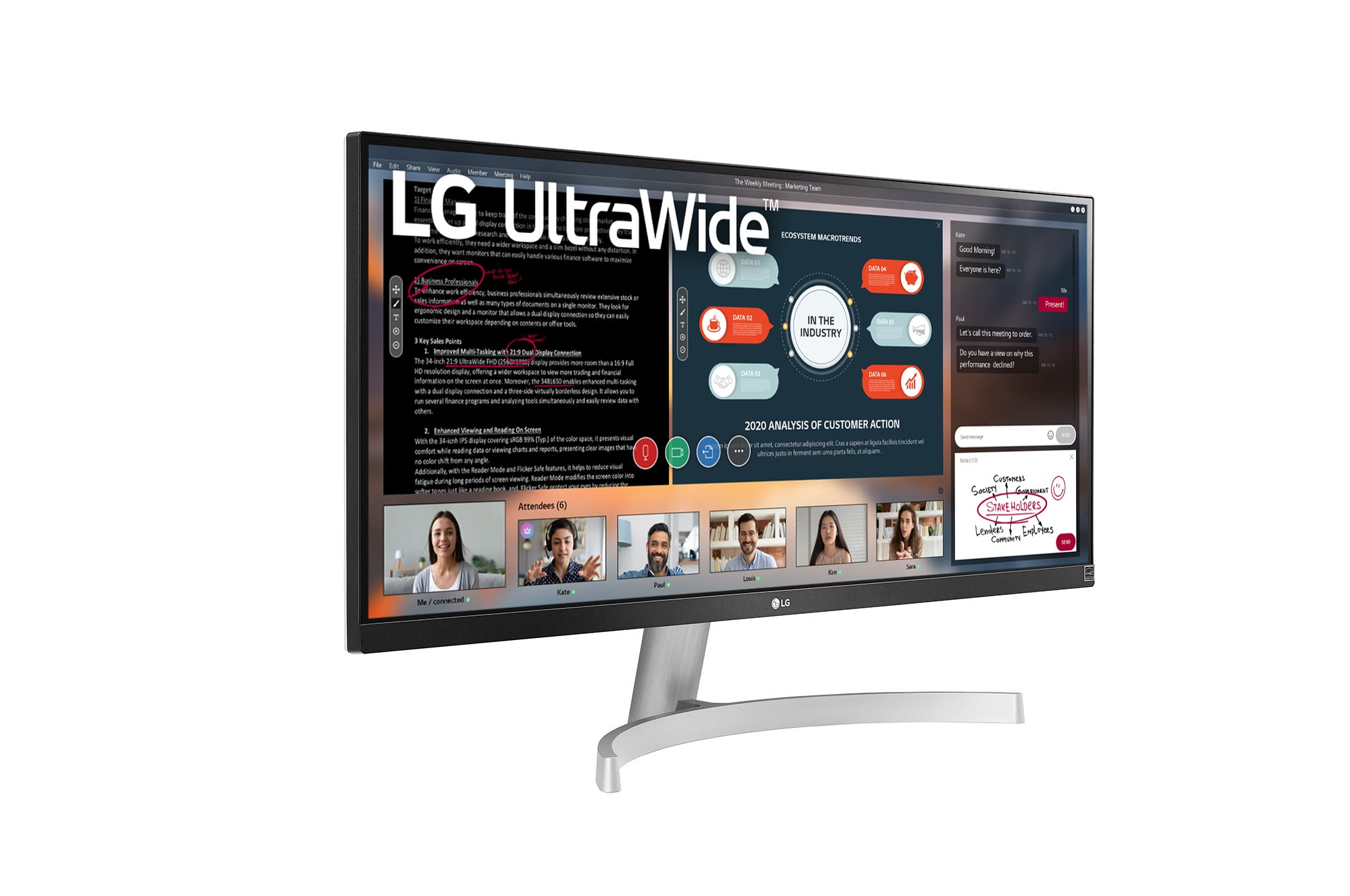 Lg Ultrawide Wfhd 29 Inch Fhd 1080P Computer Monitor 29Wn600 W, Ips With Hdr 10 Compatibility, Silver