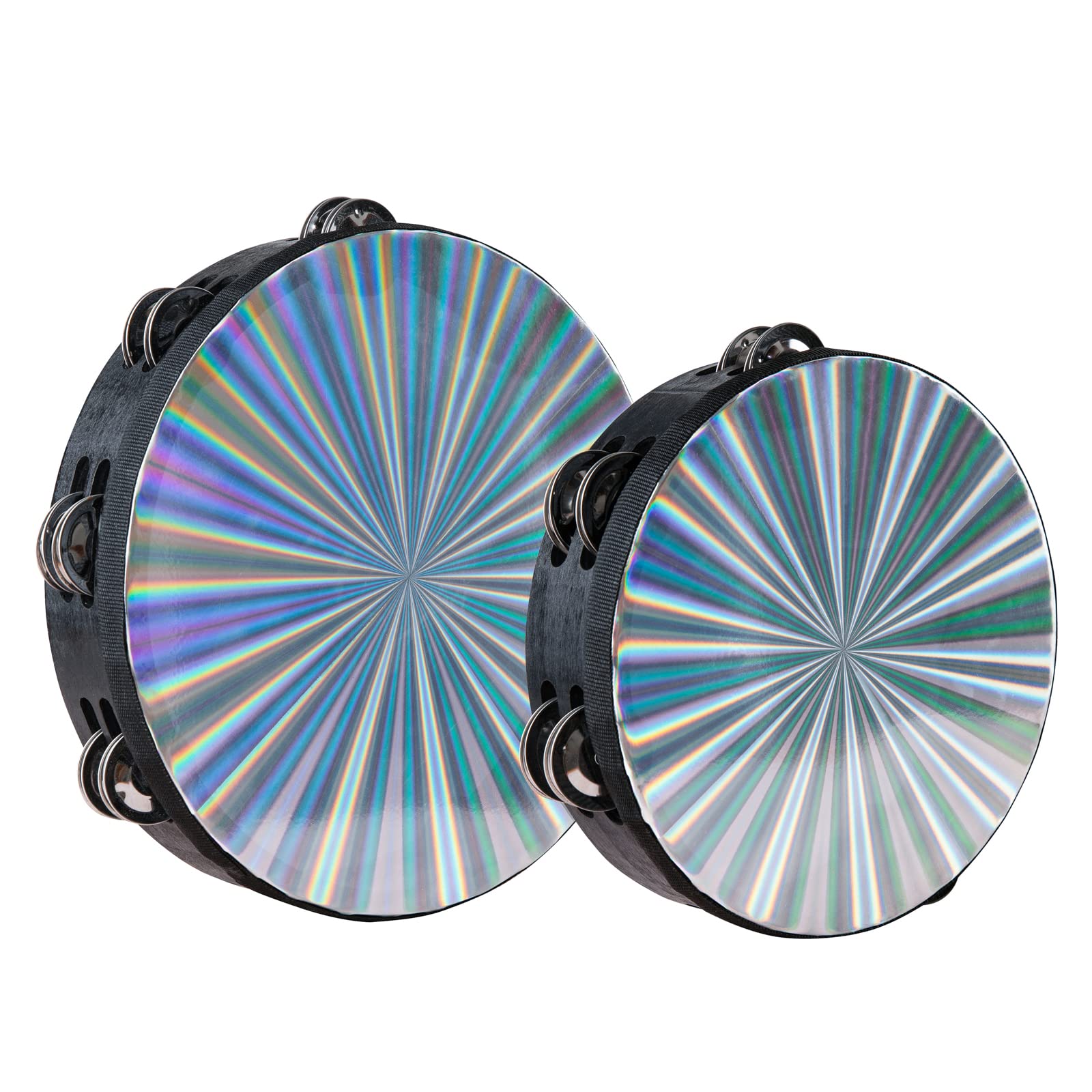 Radiant Tambourine 10 Inch Hand Held Tambourine Double Row Jingles Reflective Drum Percussion Musical Instrument For Adults Chur