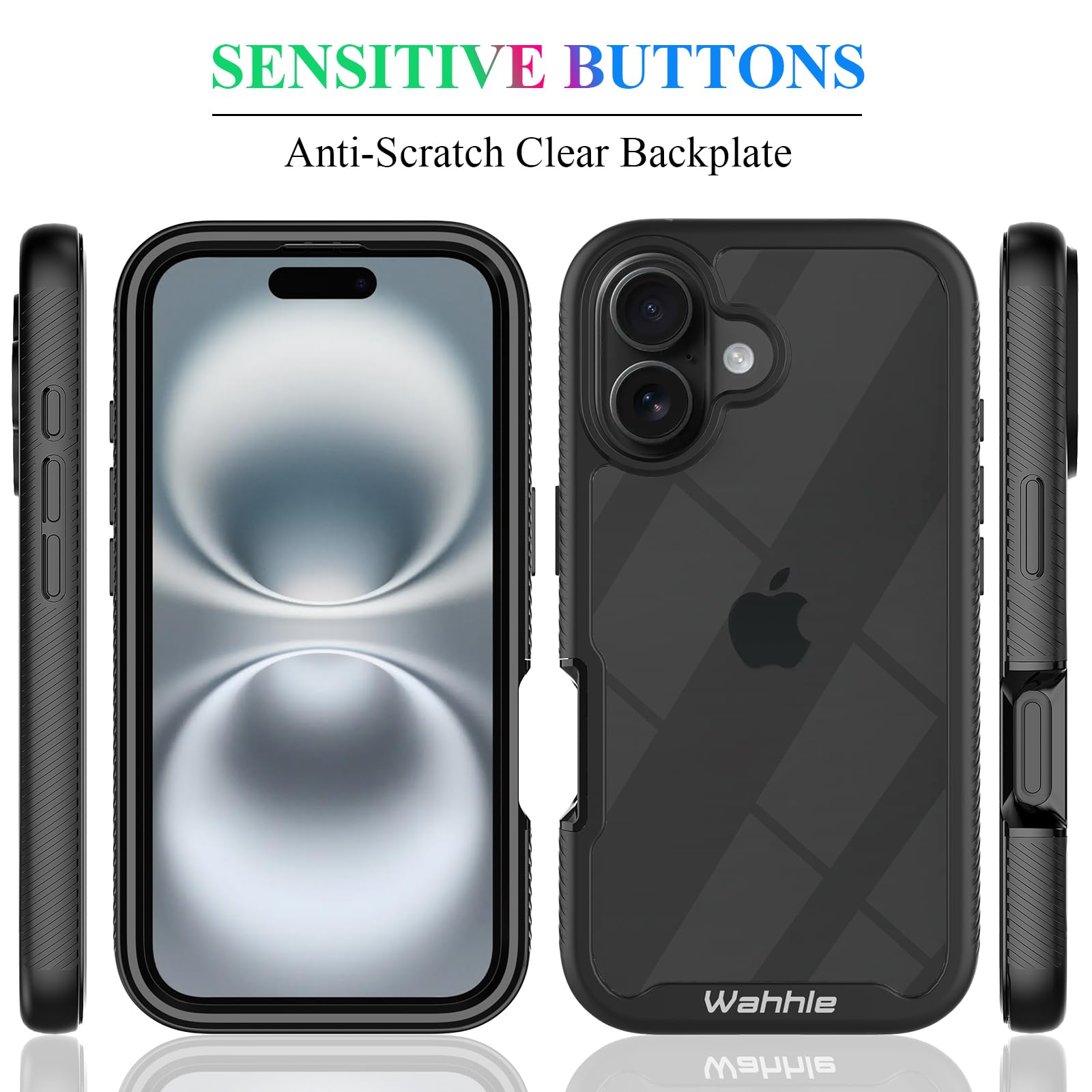 Wahhle Compatible With Iphone 16 Case, Built In Screen Protector Full Body Shockproof Slim Fit Bumper Protective Phone Cover 6.1